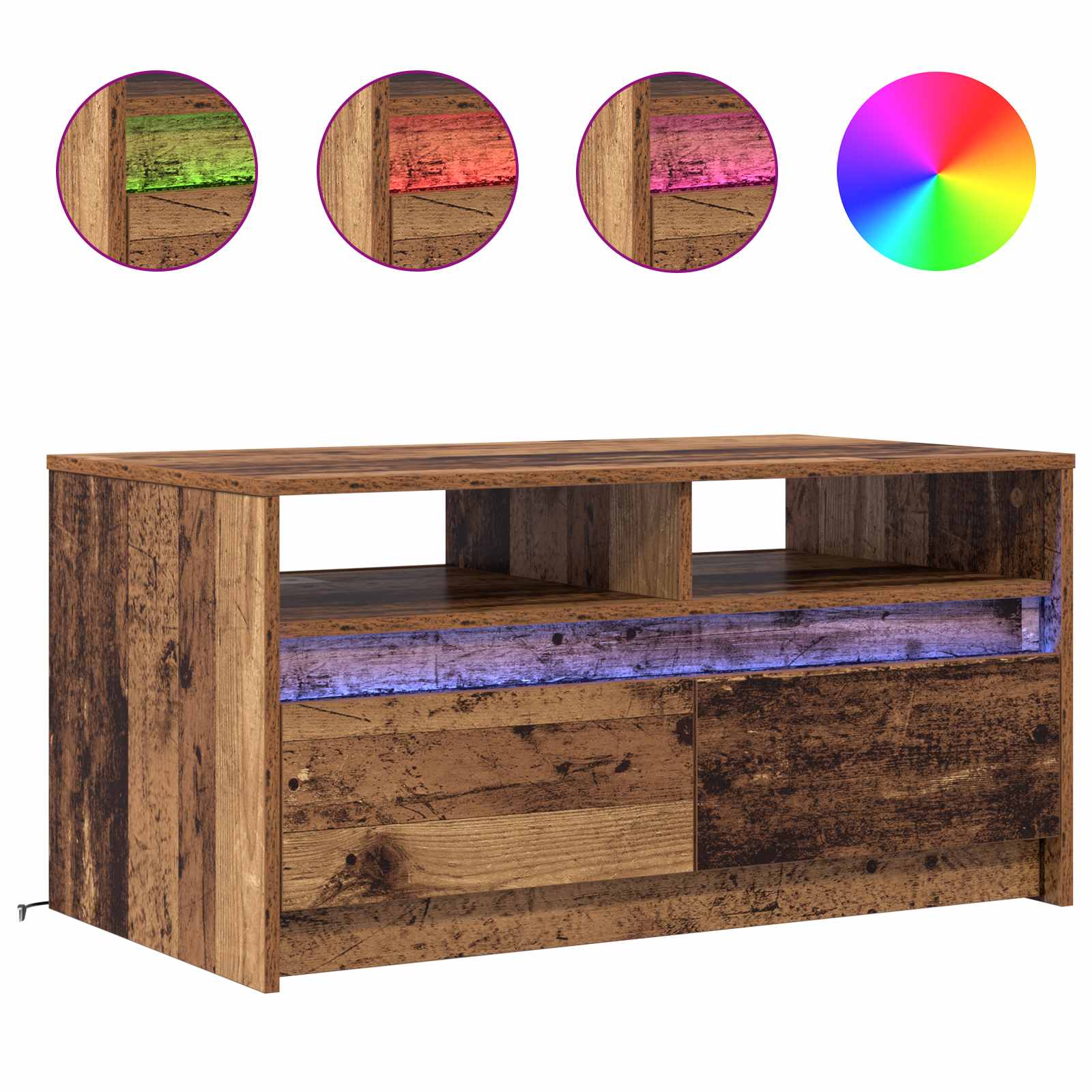 Salontafel met lade Oudhout 90 x 50 x 45 cm Bewerkt hout is nu te koop bij PeponiXL, paradijselijk wonen!