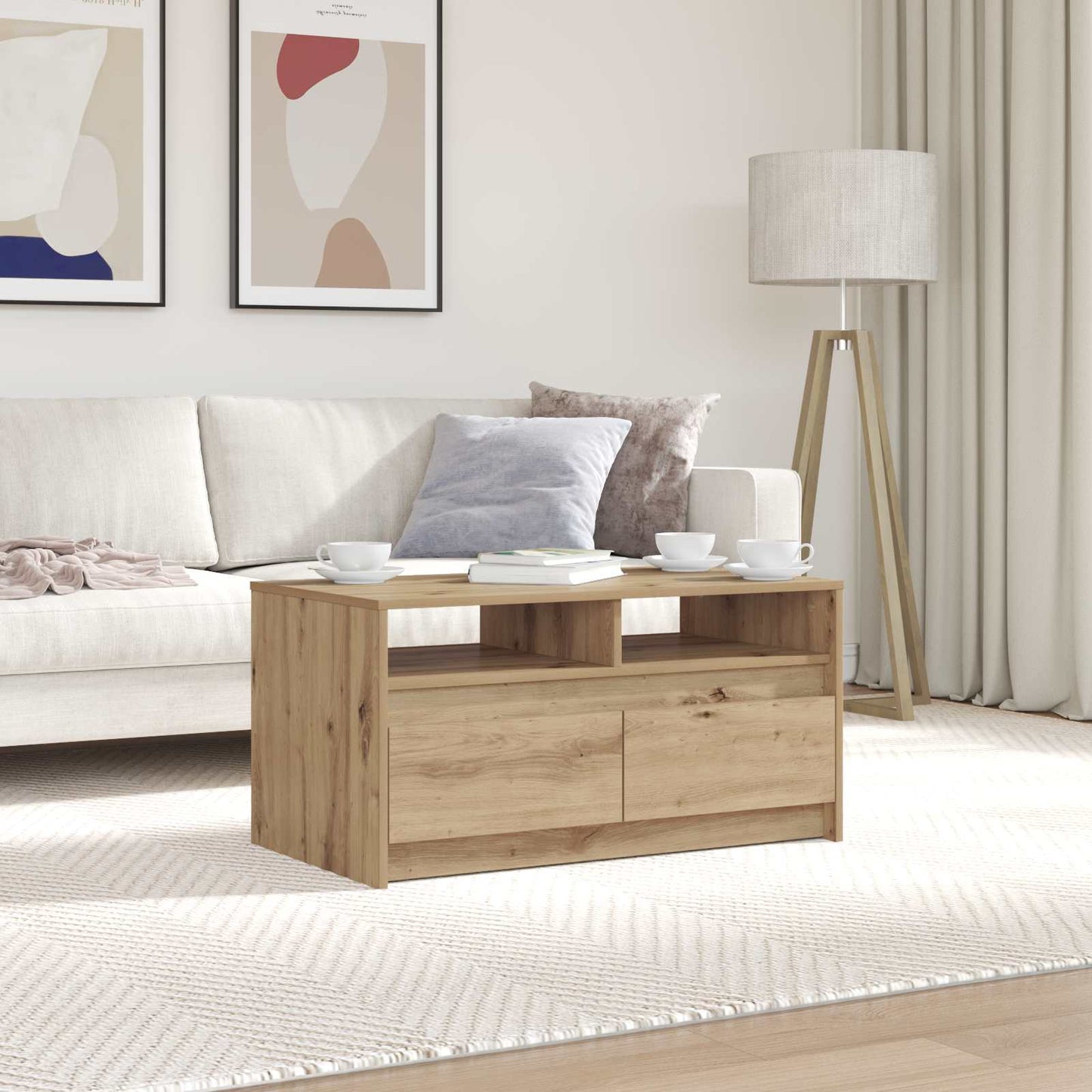 Salontafel Ambachtelijk eiken 90 x 50 x 45 cm Bewerkt hout is nu te koop bij PeponiXL, paradijselijk wonen!