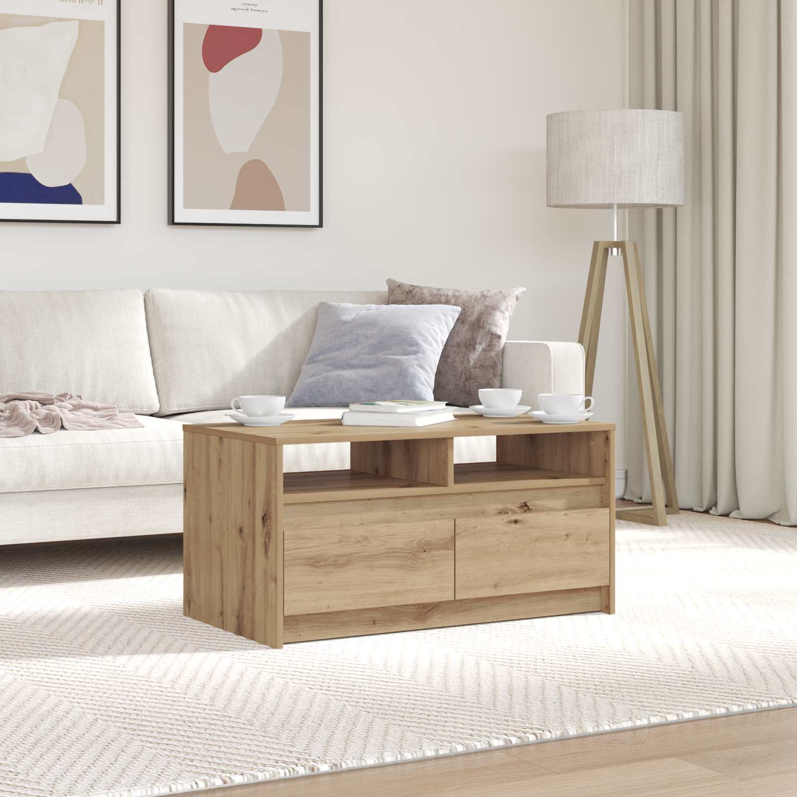 Salontafel Ambachtelijk eiken 90 x 50 x 45 cm Bewerkt hout is nu te koop bij PeponiXL, paradijselijk wonen!