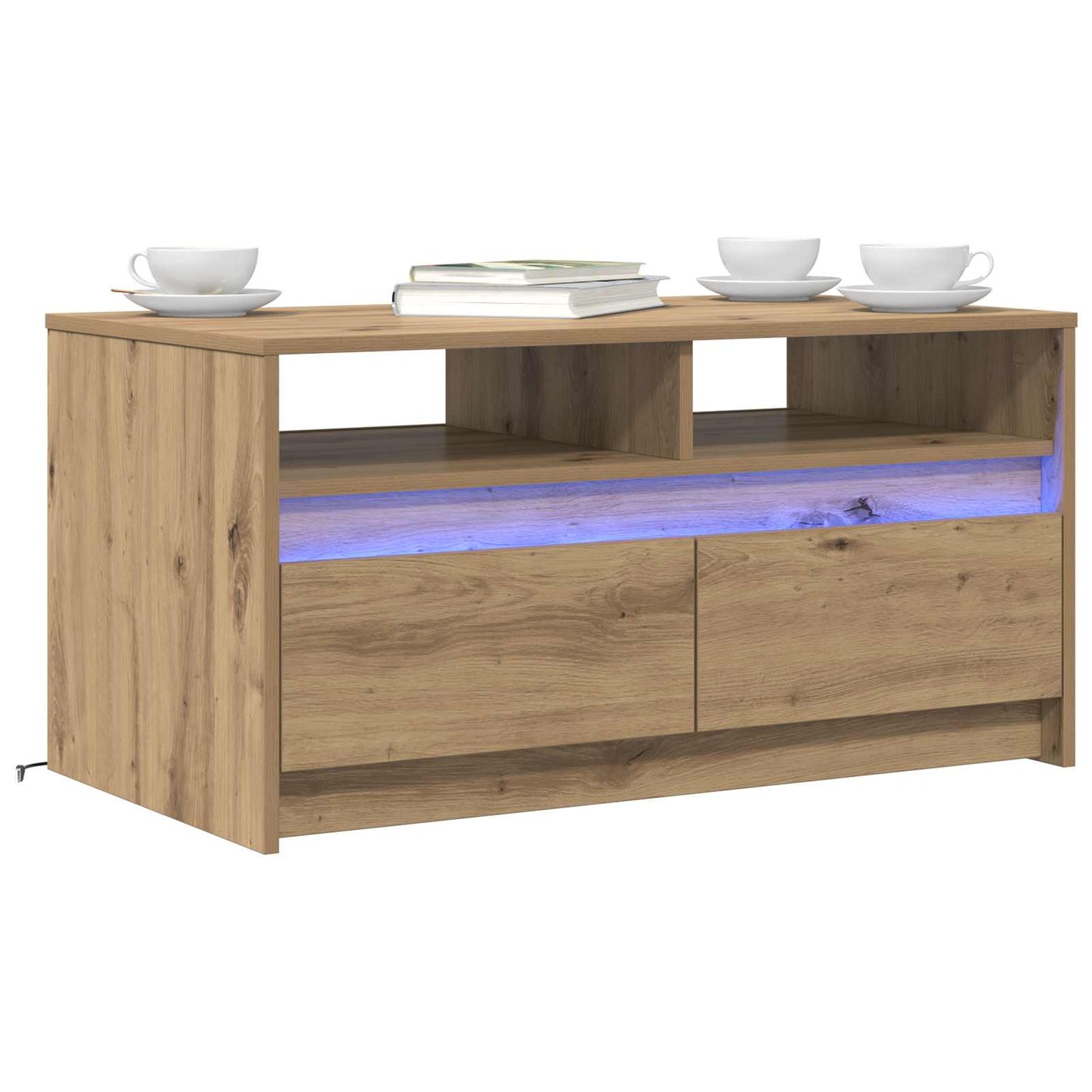 Salontafel Ambachtelijk eiken 90 x 50 x 45 cm Bewerkt hout is nu te koop bij PeponiXL, paradijselijk wonen!