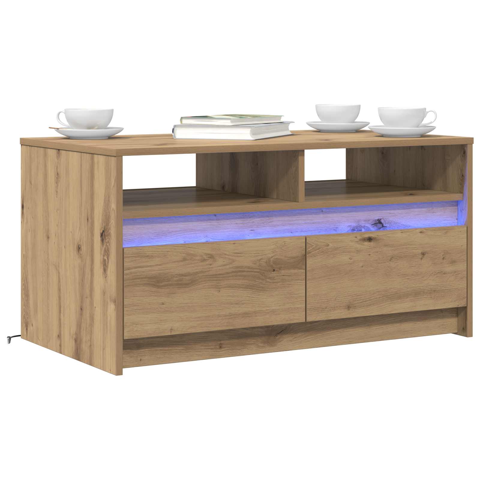 Salontafel Ambachtelijk eiken 90 x 50 x 45 cm Bewerkt hout is nu te koop bij PeponiXL, paradijselijk wonen!