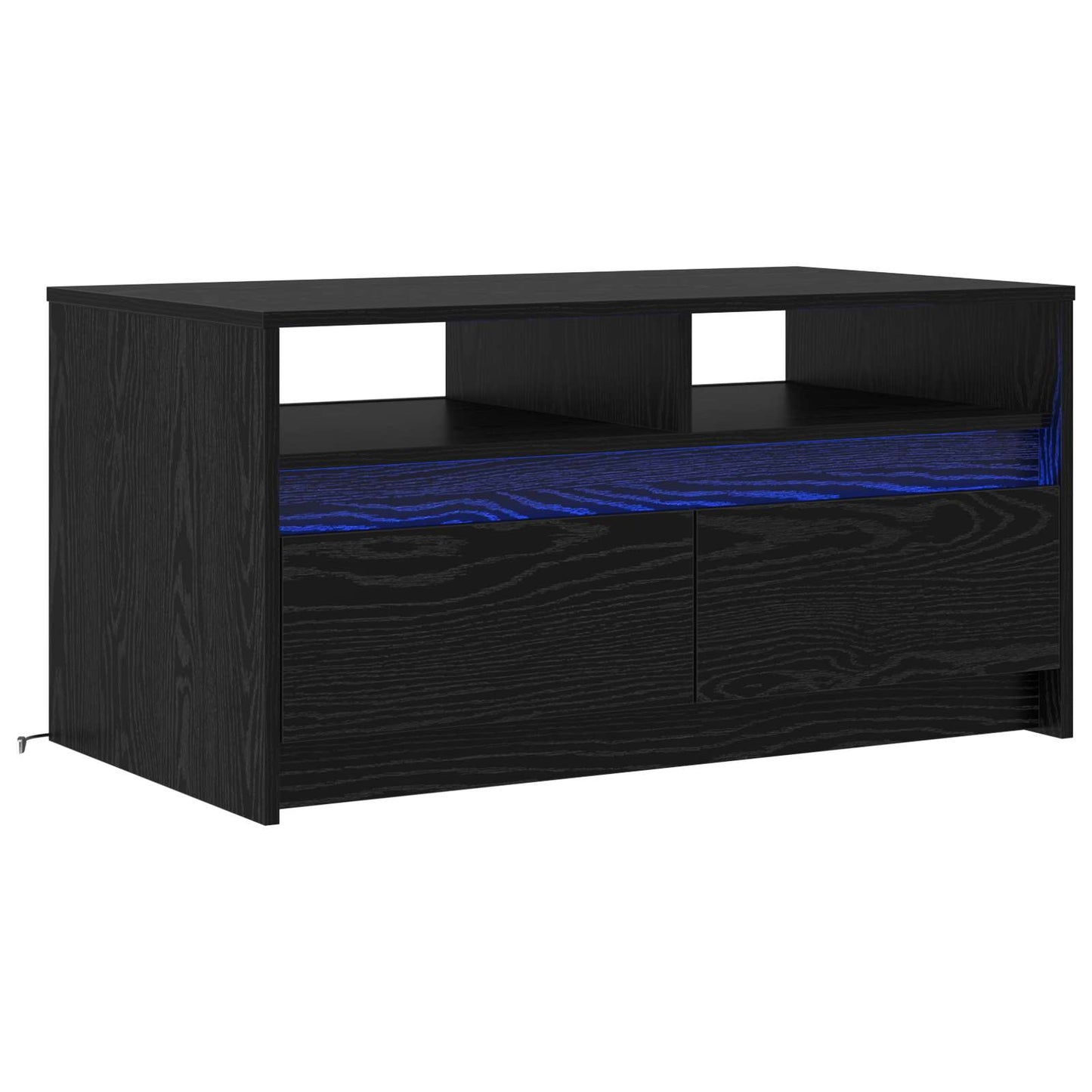 Salontafel met lade Zwart Eiken 90 x 50 x 45 cm Bewerkt hout is nu te koop bij PeponiXL, paradijselijk wonen!