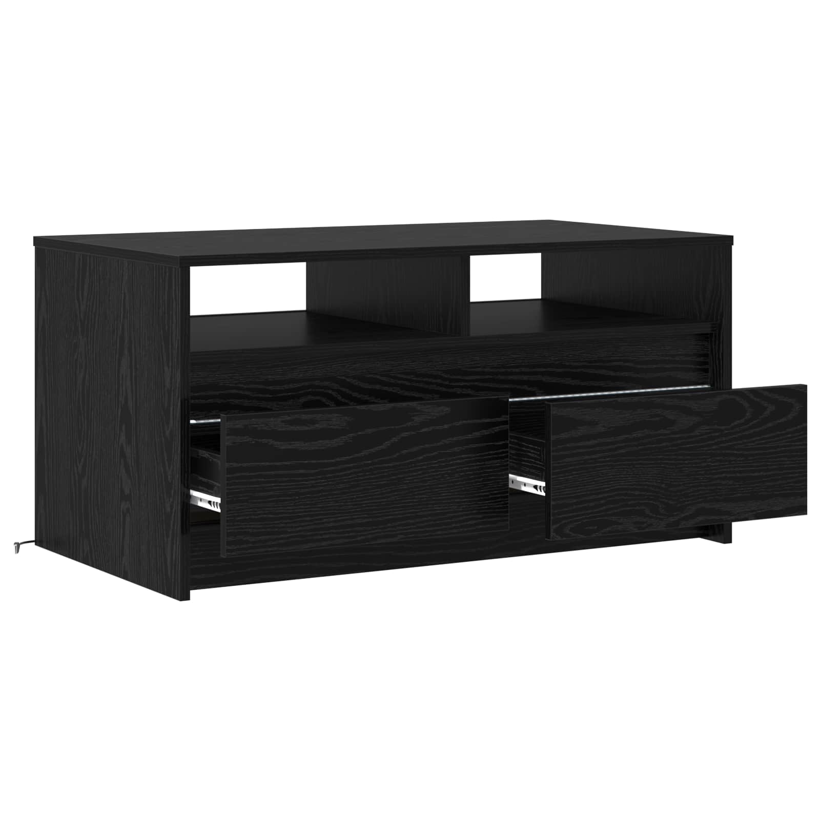 Salontafel met lade Zwart Eiken 90 x 50 x 45 cm Bewerkt hout is nu te koop bij PeponiXL, paradijselijk wonen!