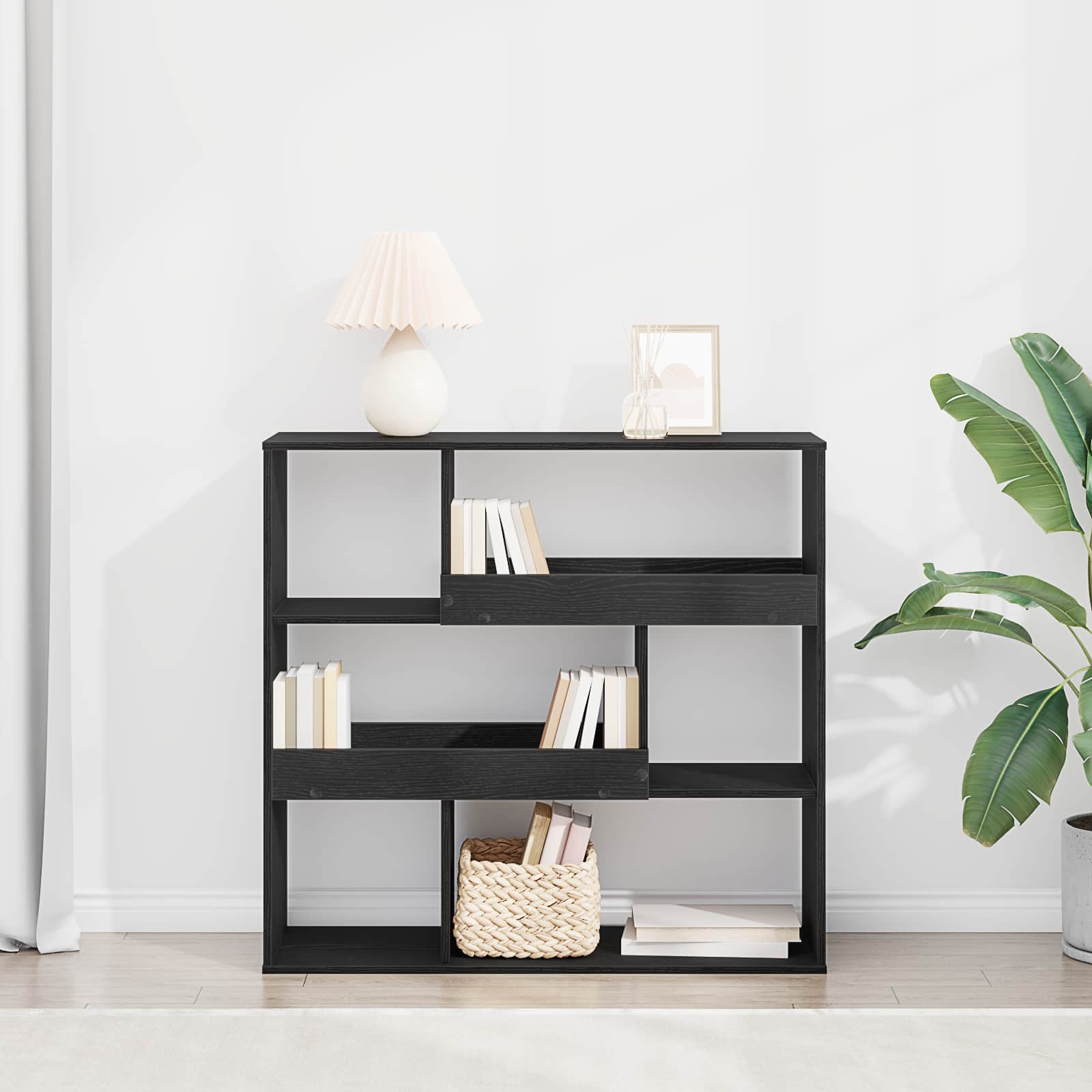 Boekenplank Zwart Eiken 100 x 33 x 94,5 cm Bewerkt hout is nu te koop bij PeponiXL, paradijselijk wonen!