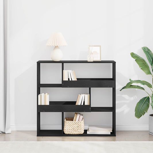 Boekenplank Zwart Eiken 100 x 33 x 94,5 cm Bewerkt hout is nu te koop bij PeponiXL, paradijselijk wonen!