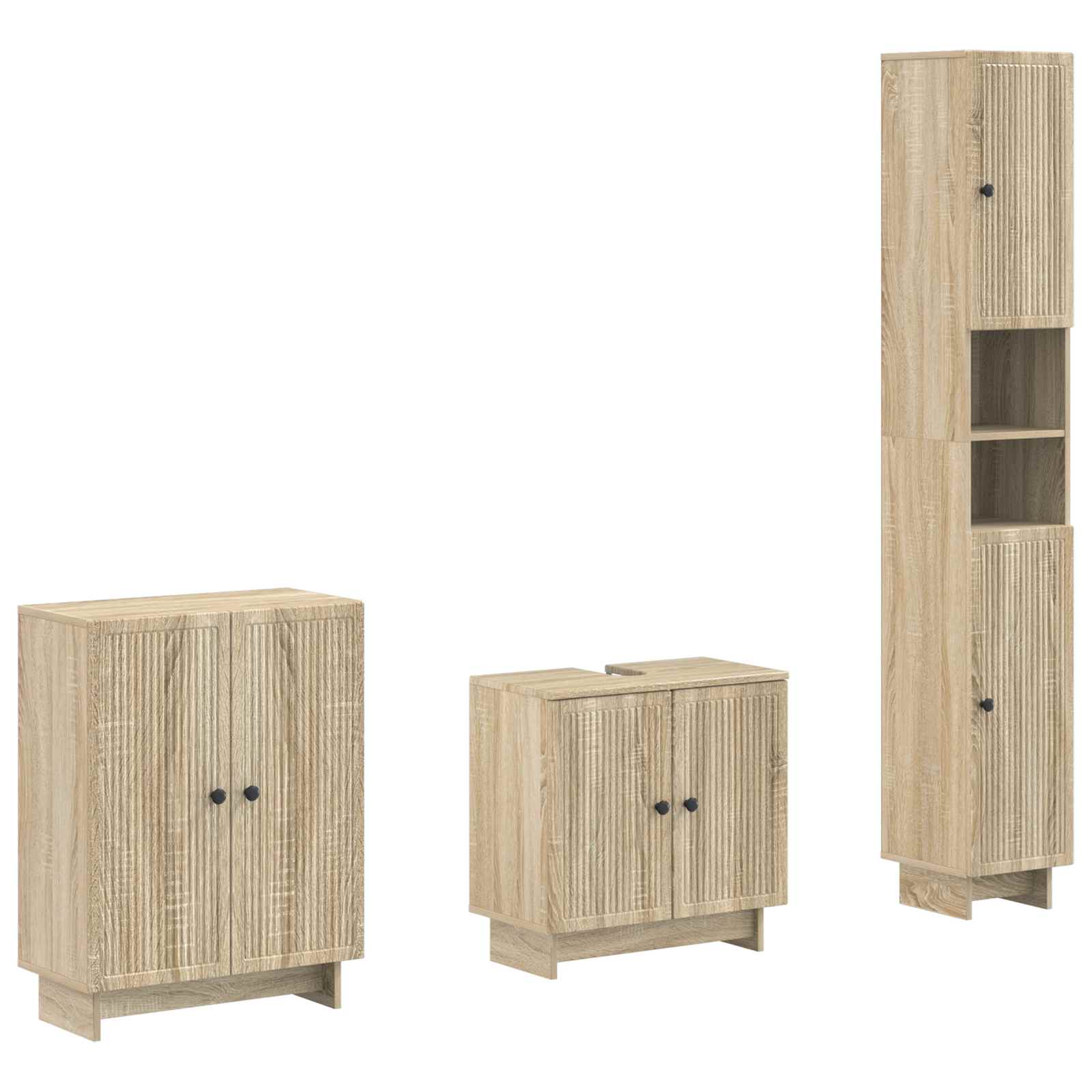 3-delige badkamerkast set EDE Sonoma Eiken Bewerkt hout is nu te koop bij PeponiXL, paradijselijk wonen!