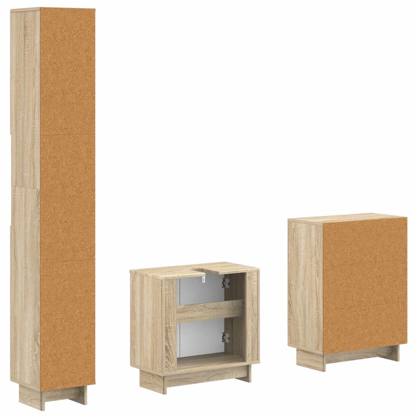 3-delige badkamerkast set EDE Sonoma Eiken Bewerkt hout is nu te koop bij PeponiXL, paradijselijk wonen!