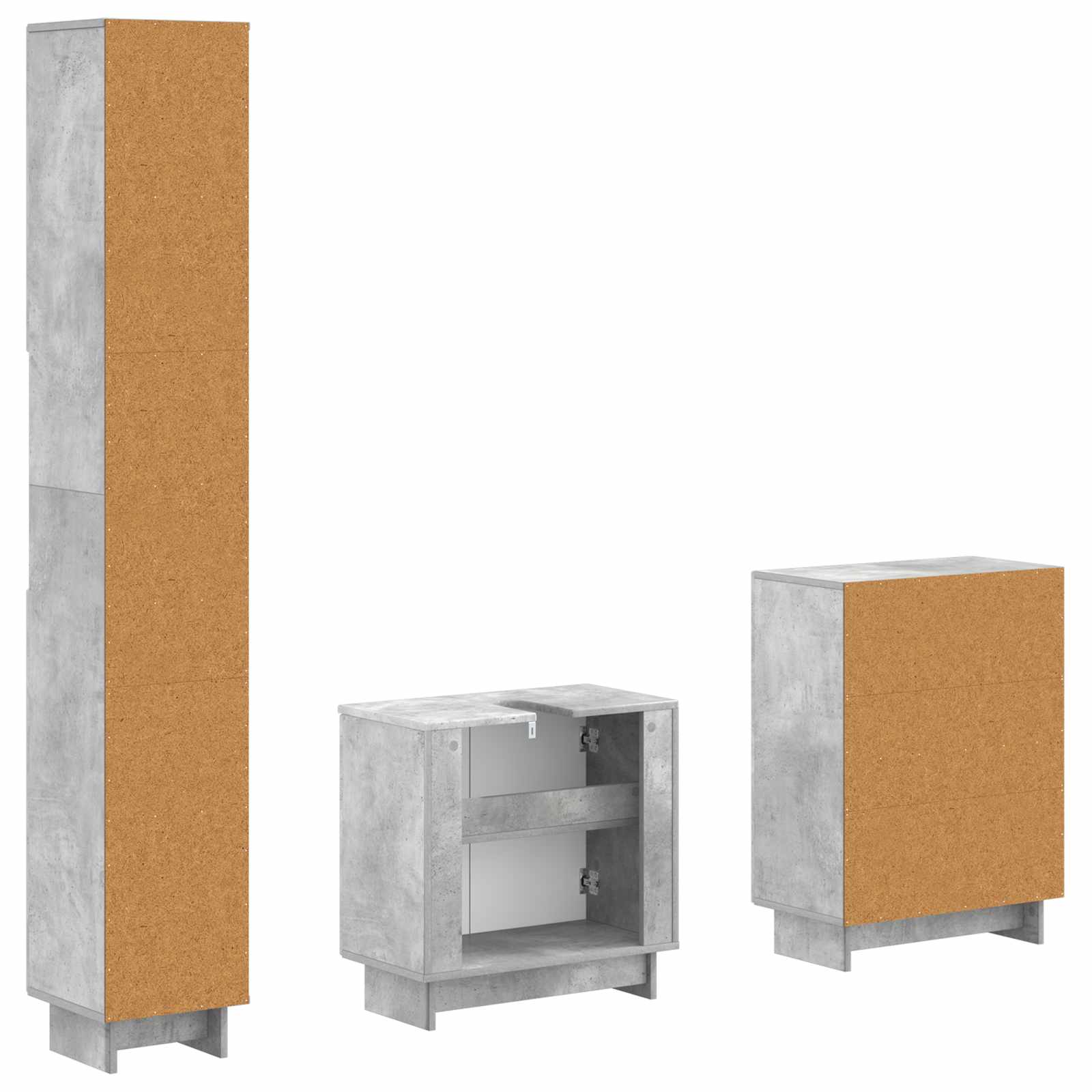3-delige badkamerkast set EDE Betongrijs Bewerkt hout is nu te koop bij PeponiXL, paradijselijk wonen!