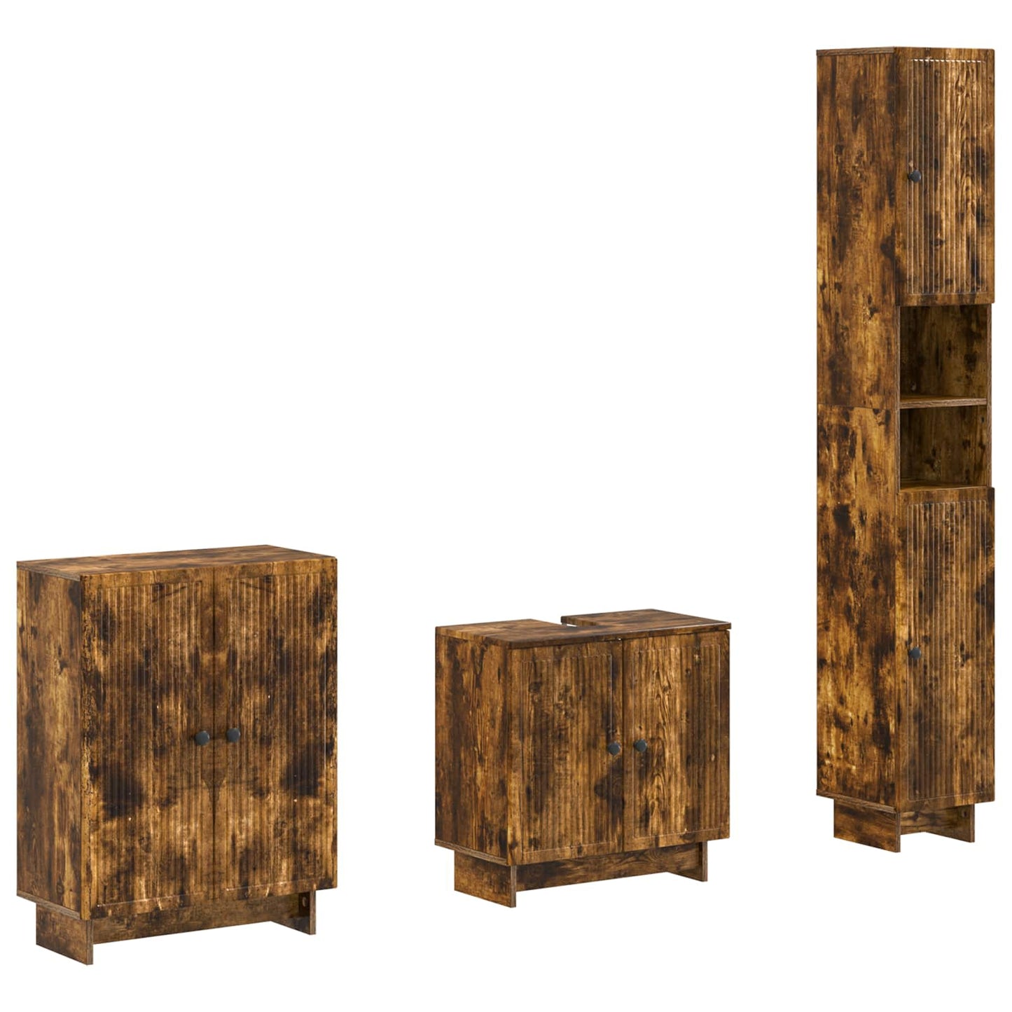 3-delige badkamerkast set EDE Gerookt eiken Bewerkt hout is nu te koop bij PeponiXL, paradijselijk wonen!