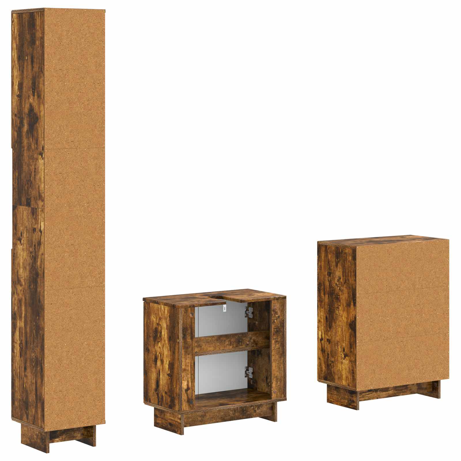 3-delige badkamerkast set EDE Gerookt eiken Bewerkt hout is nu te koop bij PeponiXL, paradijselijk wonen!