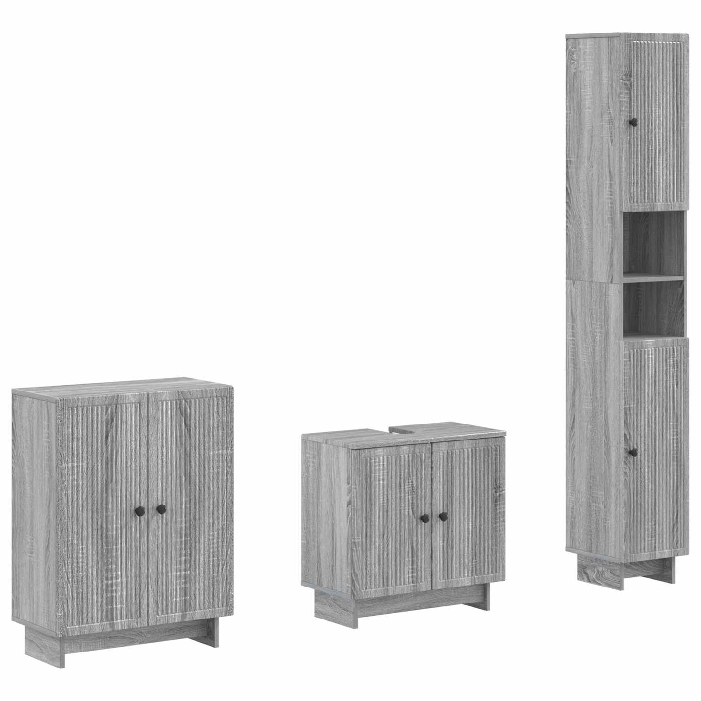 3-delige badkamerkast set EDE Grijs Sonoma Bewerkt hout is nu te koop bij PeponiXL, paradijselijk wonen!