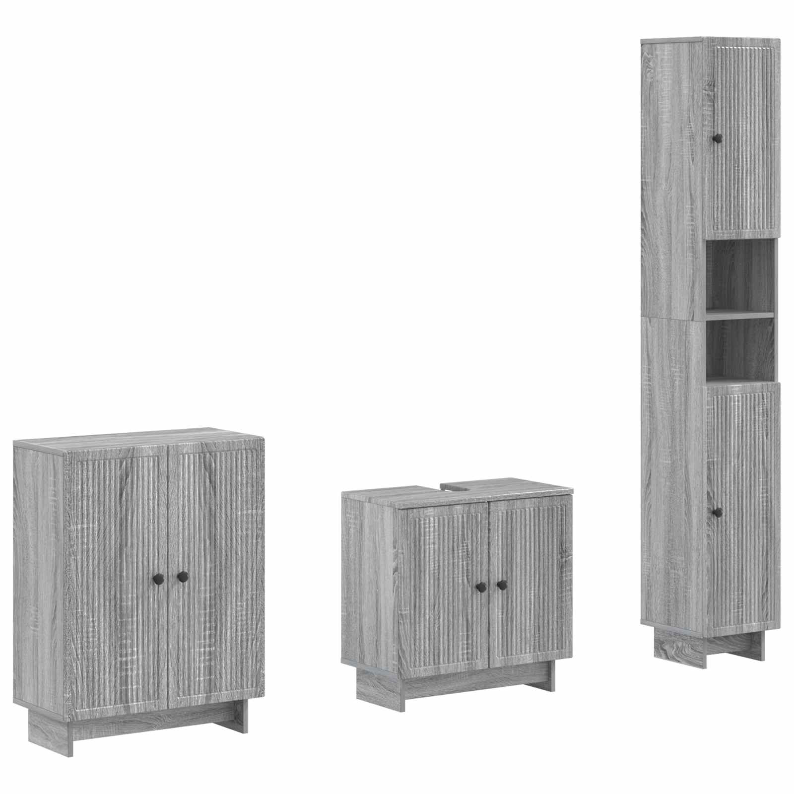 3-delige badkamerkast set EDE Grijs Sonoma Bewerkt hout is nu te koop bij PeponiXL, paradijselijk wonen!