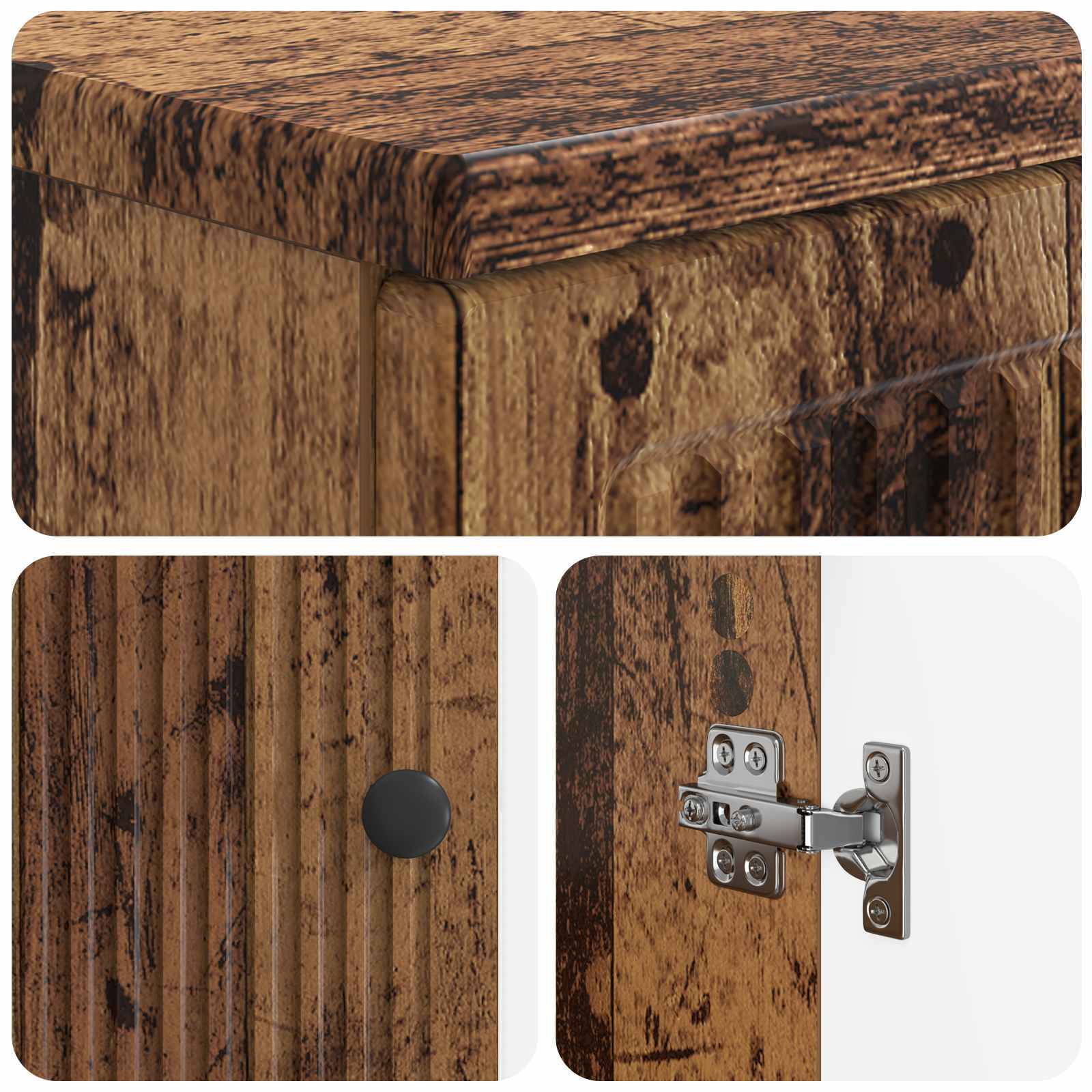 3-delige badkamerkast set EDE Oud hout Bewerkt hout is nu te koop bij PeponiXL, paradijselijk wonen!