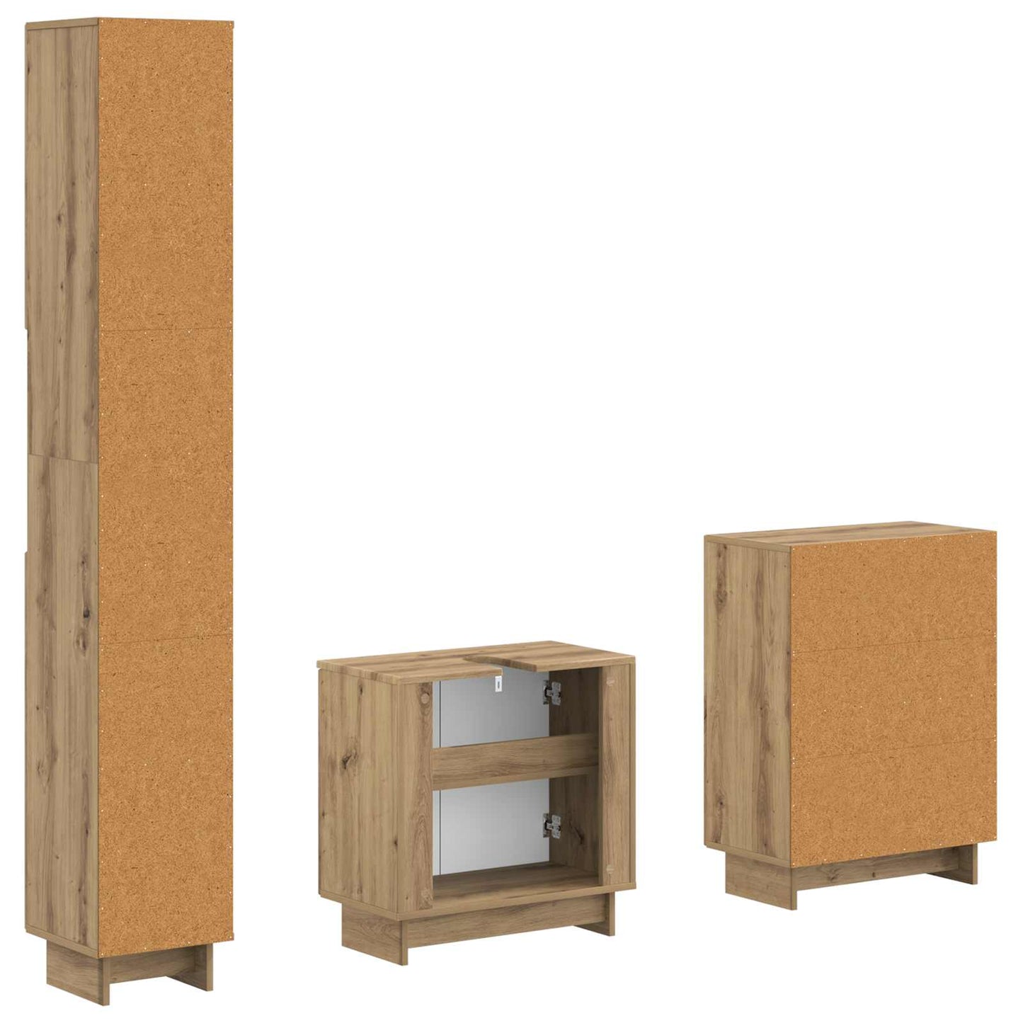 3-delige badkamerkast set EDE Artisanaal eiken Bewerkt hout is nu te koop bij PeponiXL, paradijselijk wonen!