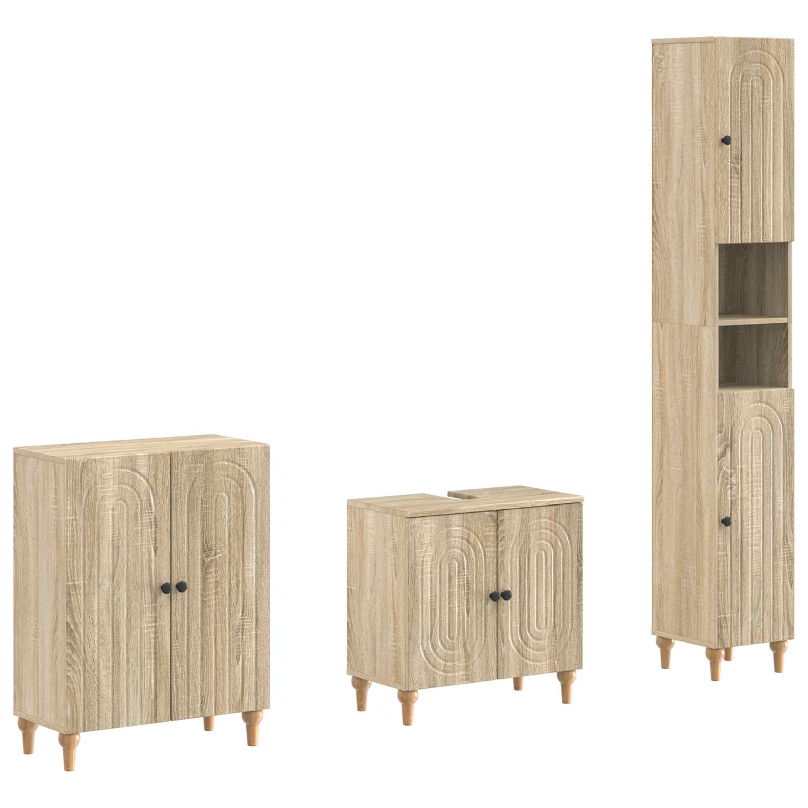 3-delige badkamerkast set ALKMAAR Sonoma Eiken Bewerkt hout is nu te koop bij PeponiXL, paradijselijk wonen!