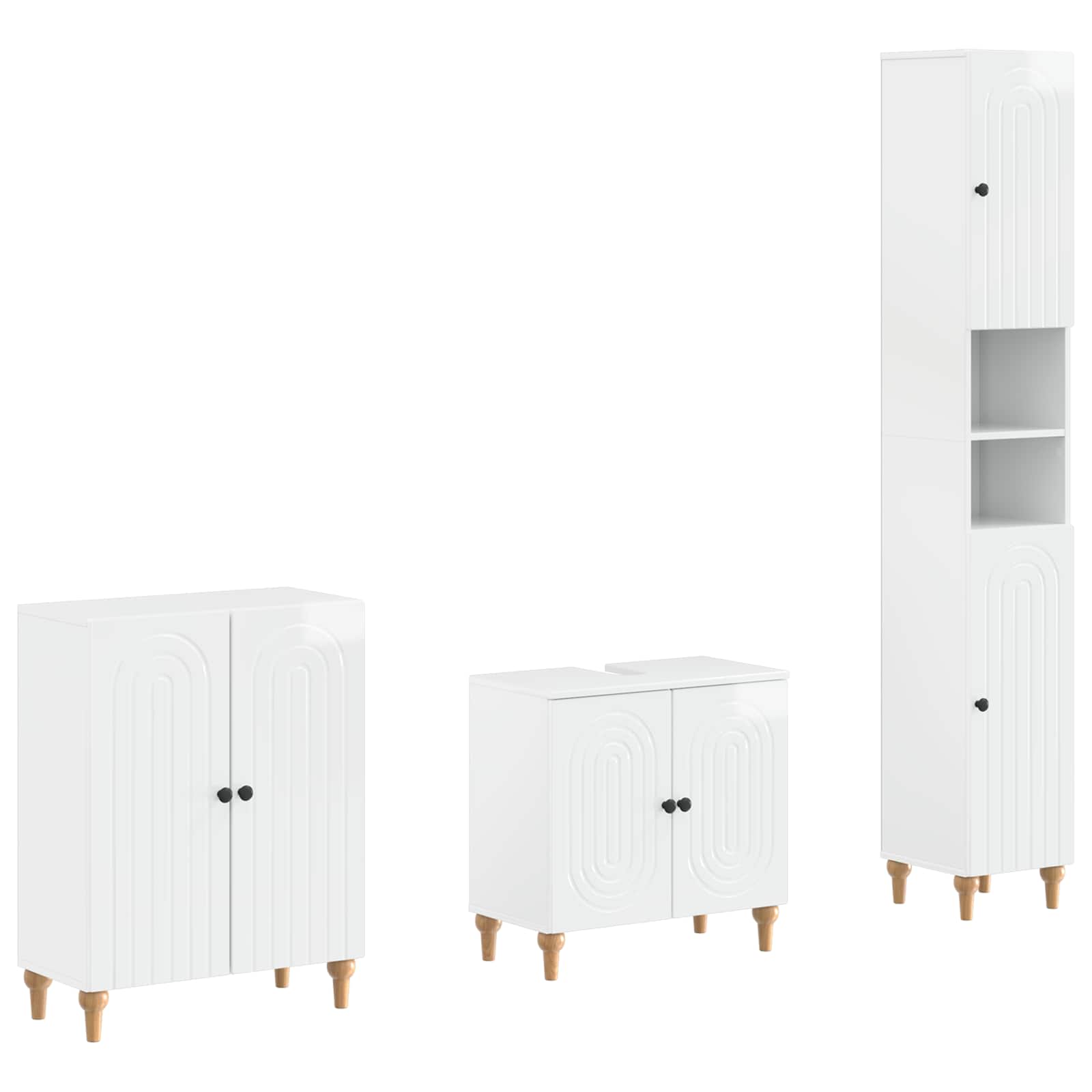3-delige badkamerkast set ALKMAAR Hoogglans Wit Bewerkt hout is nu te koop bij PeponiXL, paradijselijk wonen!