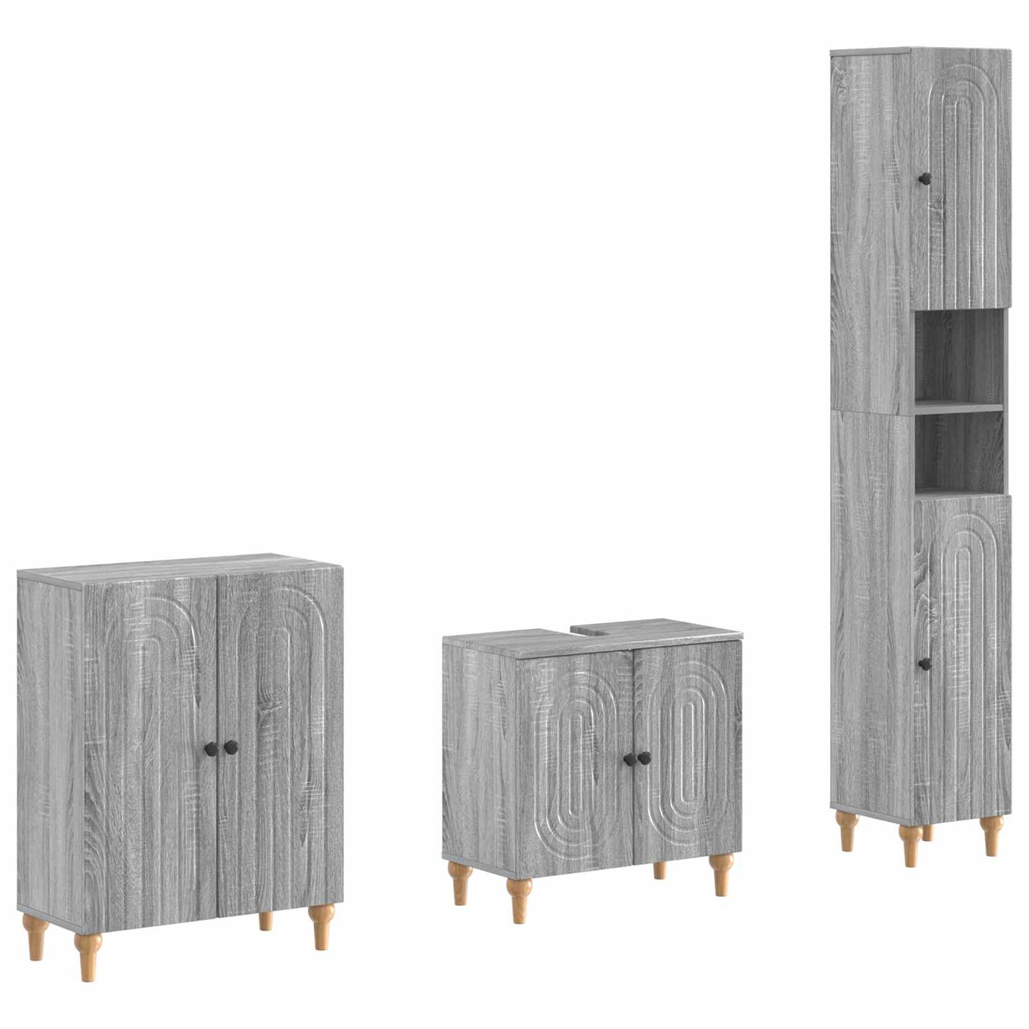 3-delige badkamerkast set ALKMAAR Grijs Sonoma Bewerkt hout is nu te koop bij PeponiXL, paradijselijk wonen!