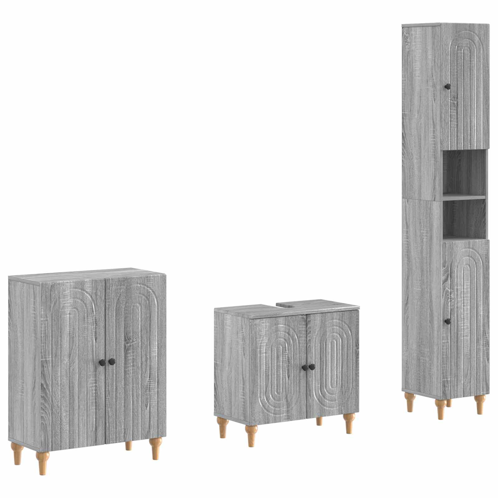 3-delige badkamerkast set ALKMAAR Grijs Sonoma Bewerkt hout is nu te koop bij PeponiXL, paradijselijk wonen!
