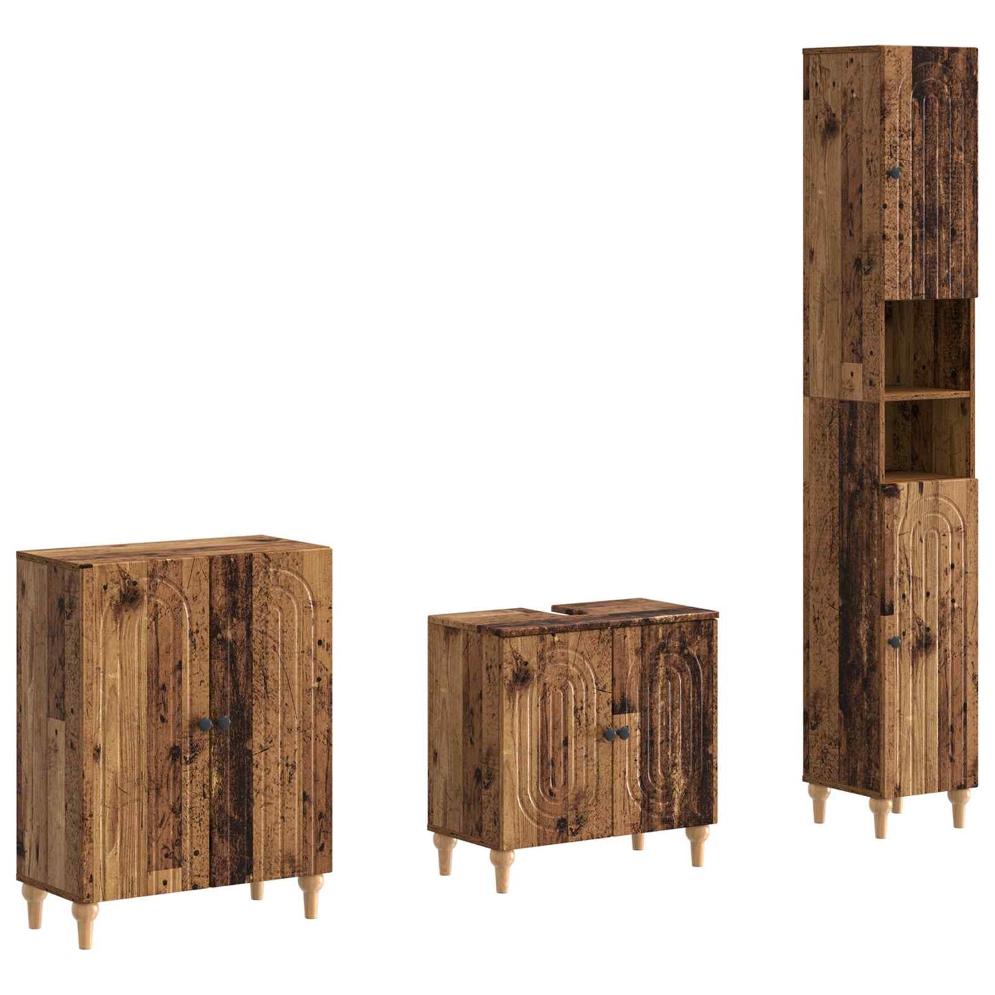 3-delige badkamerkast set ALKMAAR Oud hout Bewerkt hout is nu te koop bij PeponiXL, paradijselijk wonen!