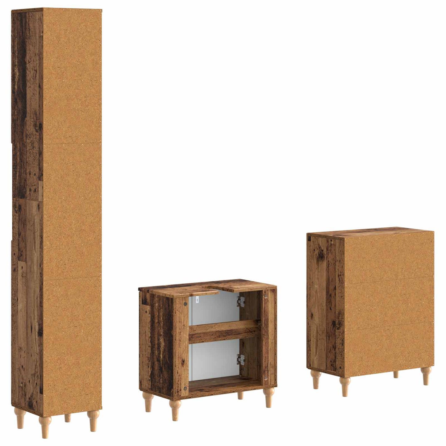 3-delige badkamerkast set ALKMAAR Oud hout Bewerkt hout is nu te koop bij PeponiXL, paradijselijk wonen!