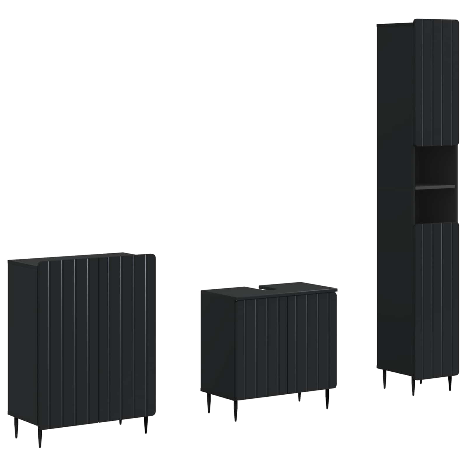 3-delige badkamerkast set ZWOLLE Zwart Bewerkt hout is nu te koop bij PeponiXL, paradijselijk wonen!
