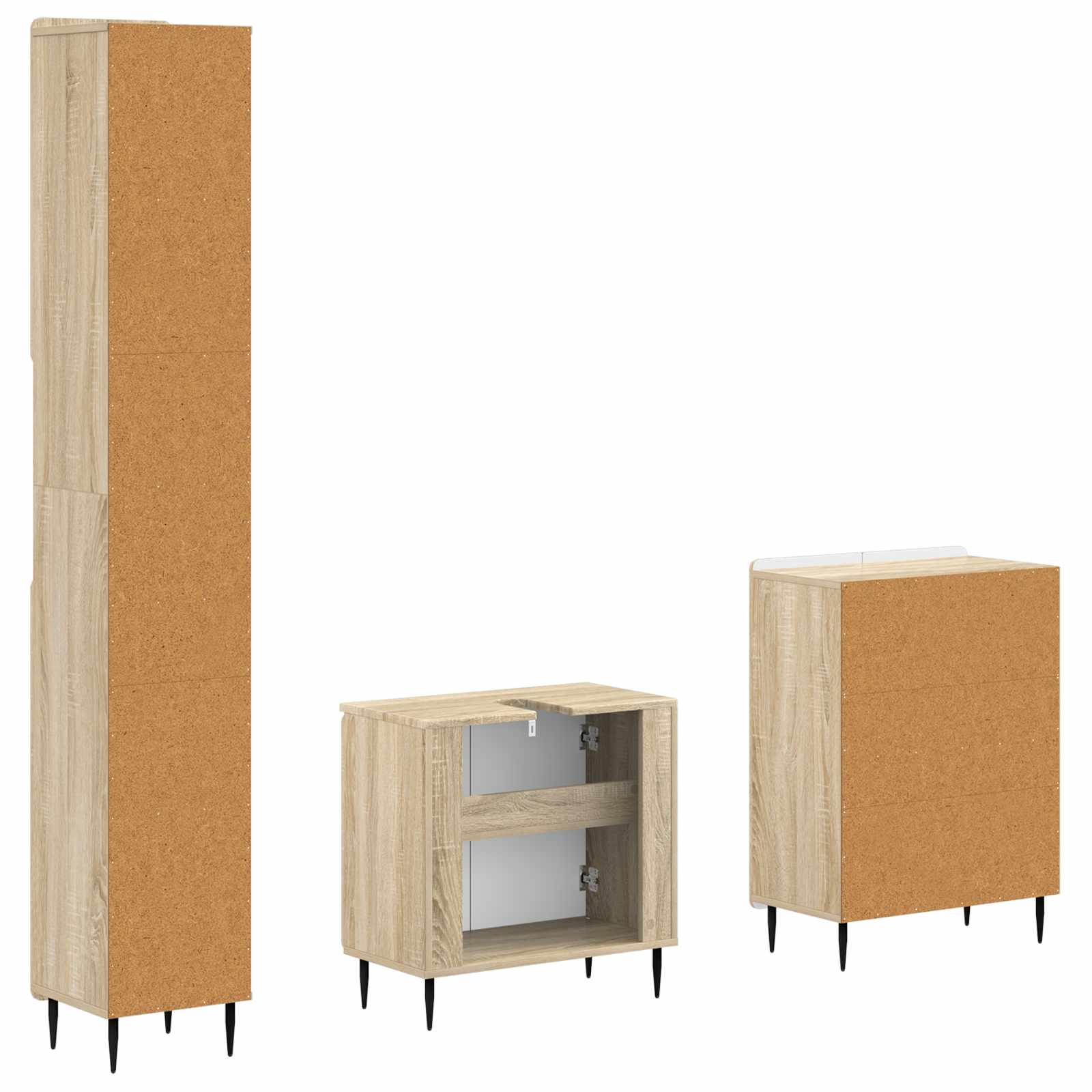 3-delige badkamerkast set ZWOLLE Sonoma Eiken Bewerkt hout is nu te koop bij PeponiXL, paradijselijk wonen!