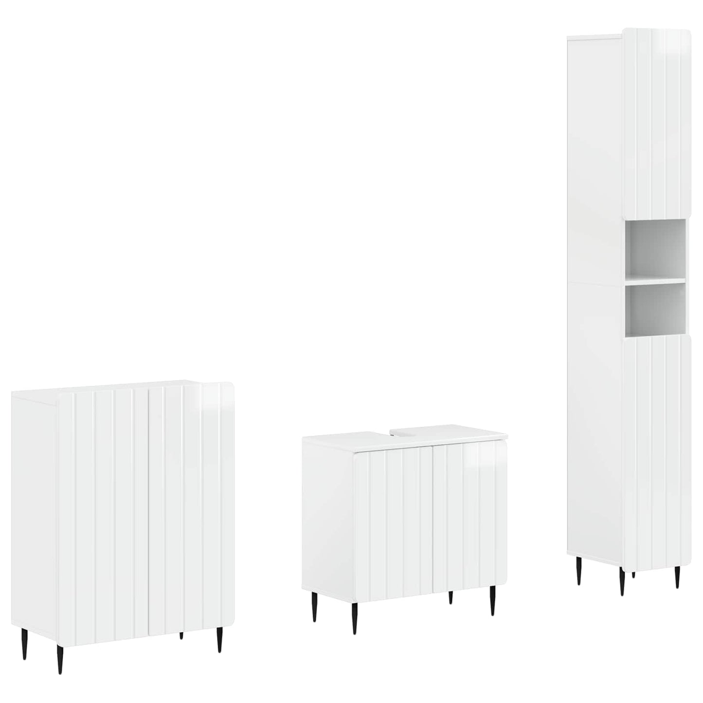 3-delige badkamerkast set ZWOLLE Hoogglans Wit Bewerkt hout is nu te koop bij PeponiXL, paradijselijk wonen!