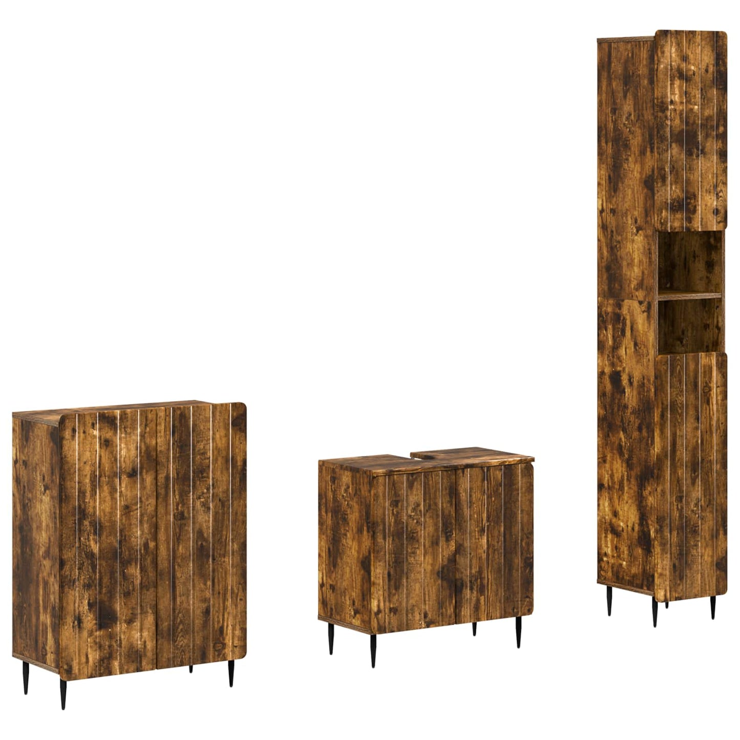3-delige badkamerkast set ZWOLLE Gerookt eiken Bewerkt hout is nu te koop bij PeponiXL, paradijselijk wonen!