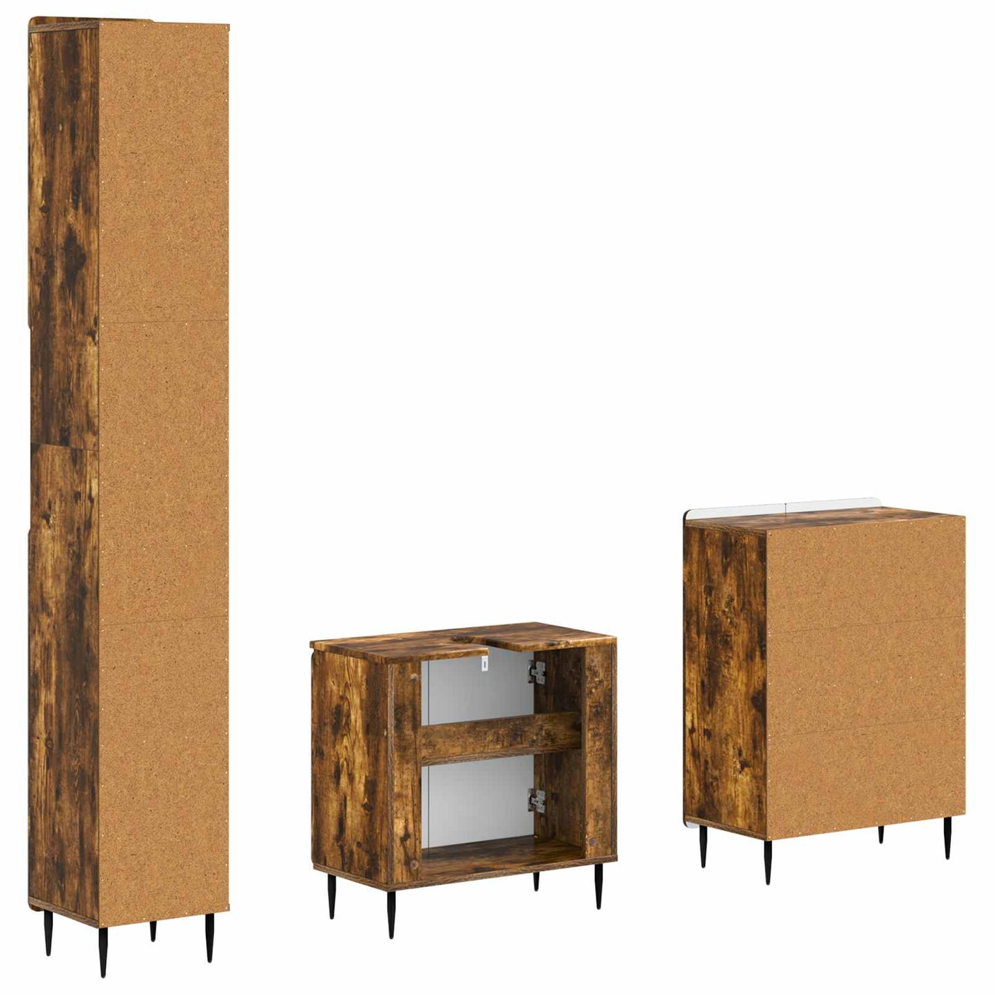 3-delige badkamerkast set ZWOLLE Gerookt eiken Bewerkt hout is nu te koop bij PeponiXL, paradijselijk wonen!