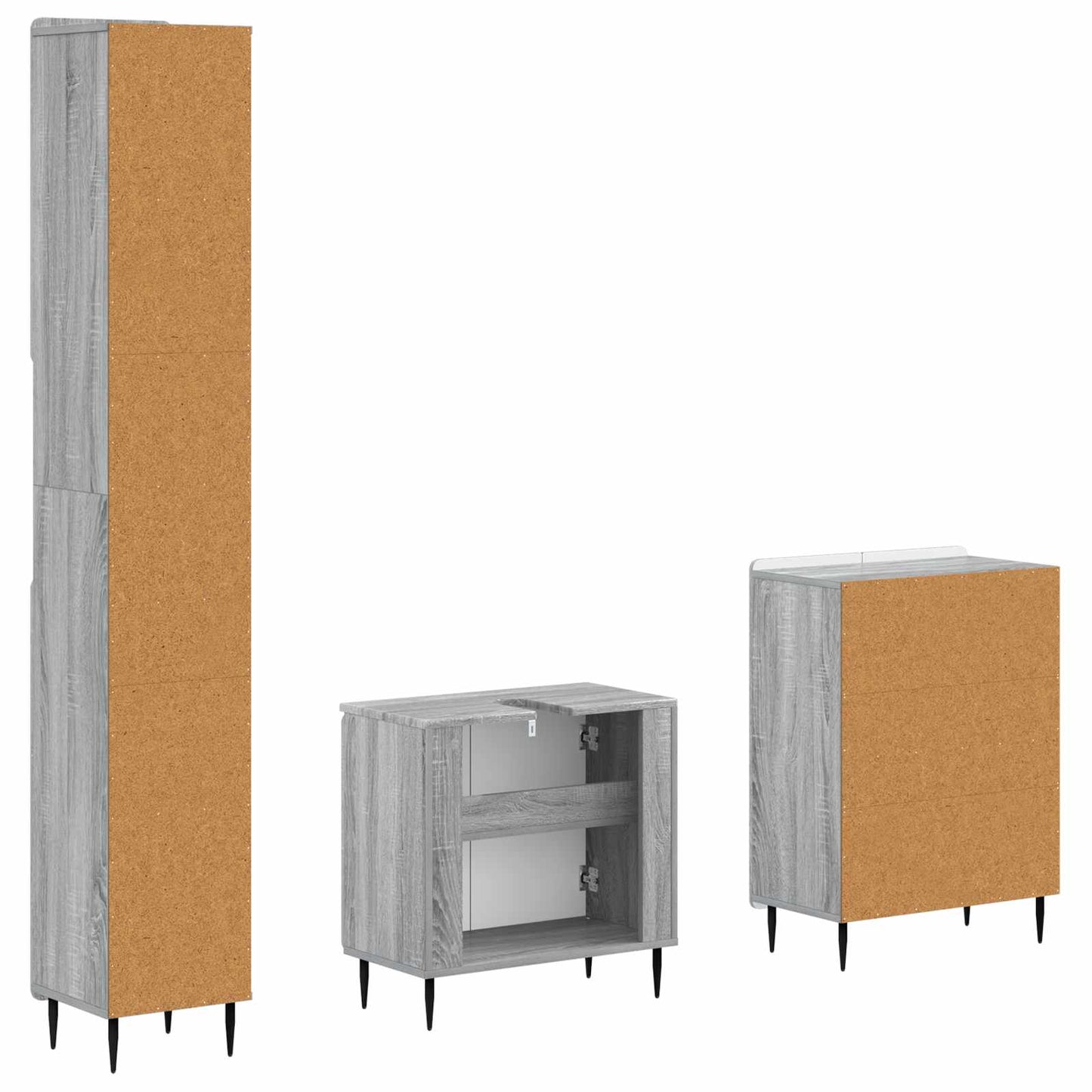 3-delige badkamerkast set ZWOLLE Grijs Sonoma Bewerkt hout is nu te koop bij PeponiXL, paradijselijk wonen!
