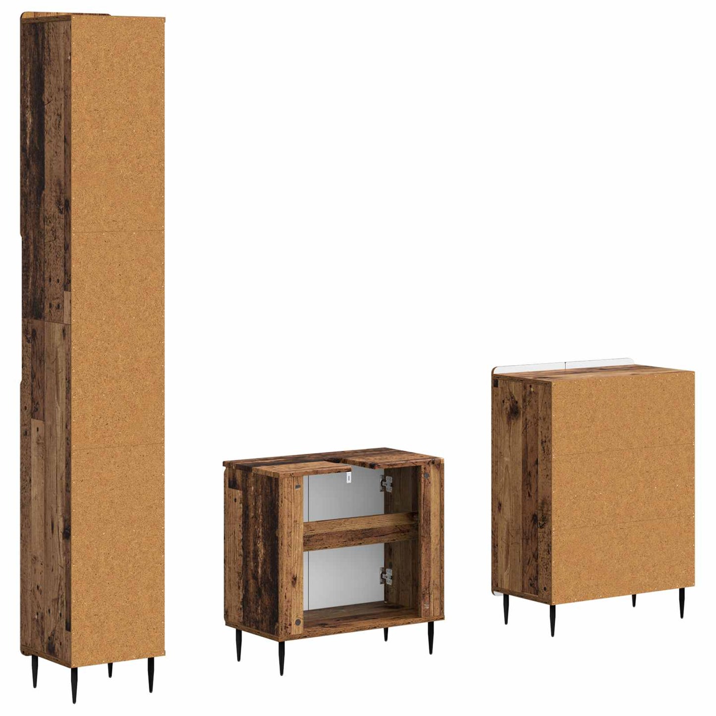 3-delige badkamerkast set ZWOLLE Oud hout Bewerkt hout is nu te koop bij PeponiXL, paradijselijk wonen!
