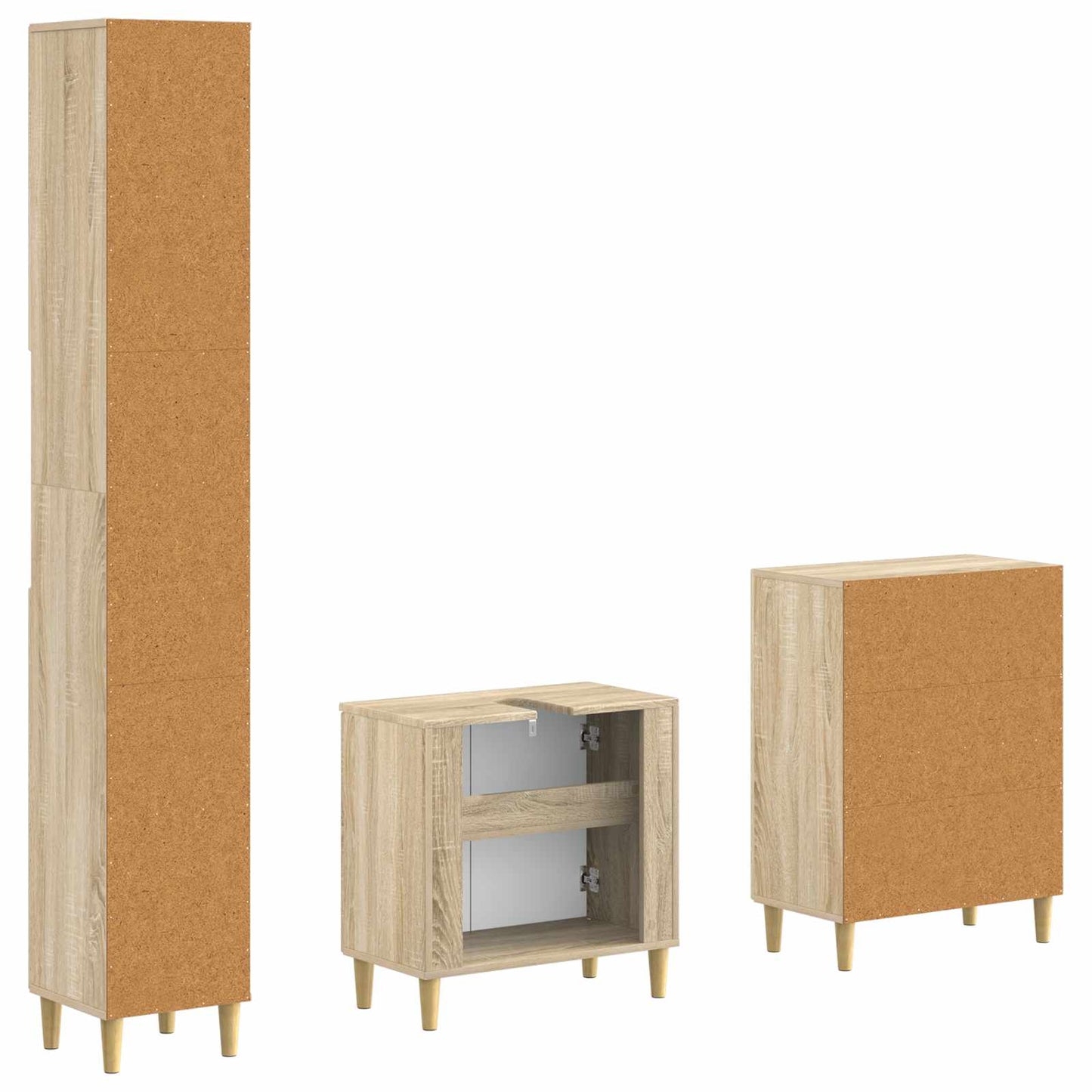 3-delige badkamerkast set ARNHEM Sonoma Eiken Bewerkt hout is nu te koop bij PeponiXL, paradijselijk wonen!