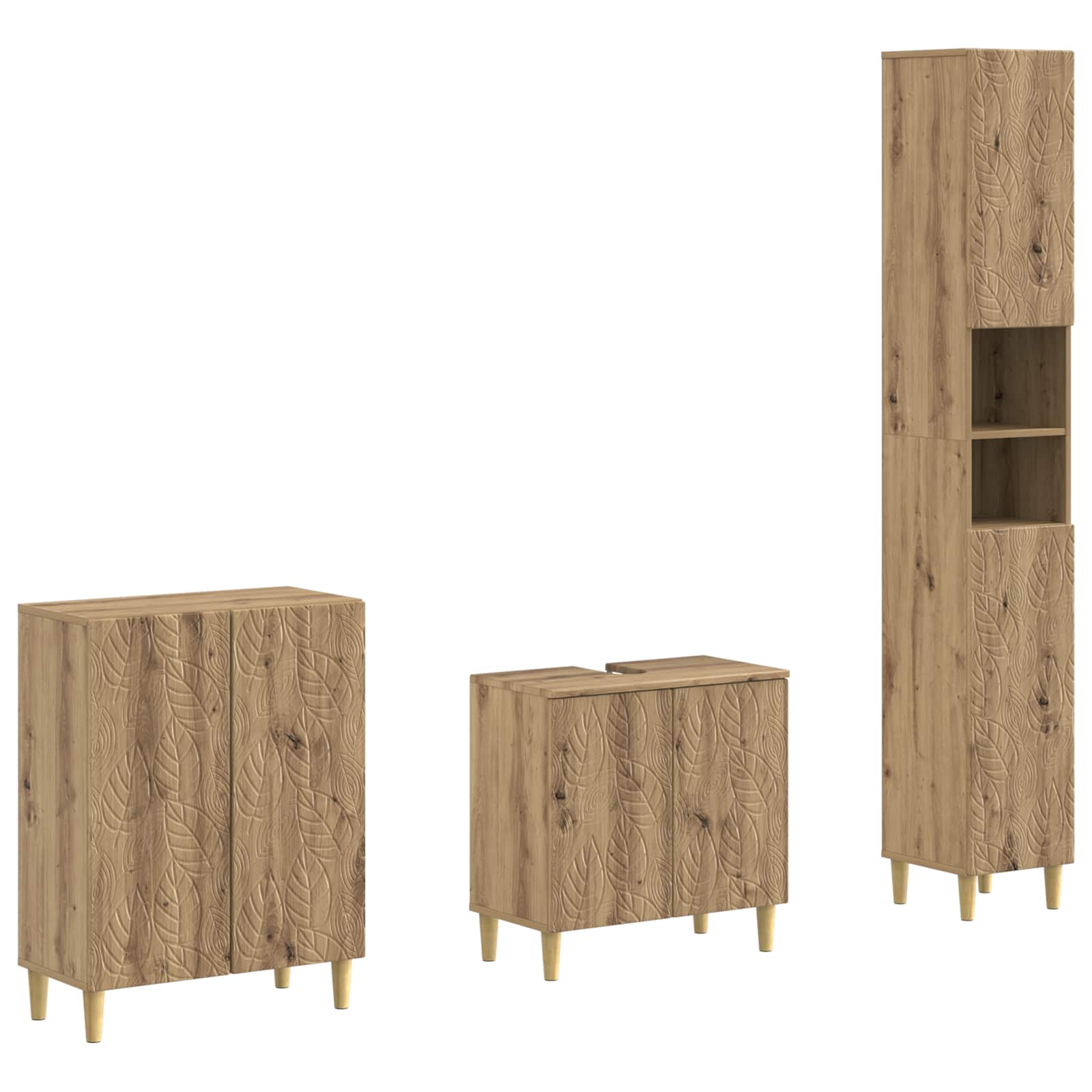 3-delige badkamerkast set DELFT Artisanaal eiken Bewerkt hout is nu te koop bij PeponiXL, paradijselijk wonen!