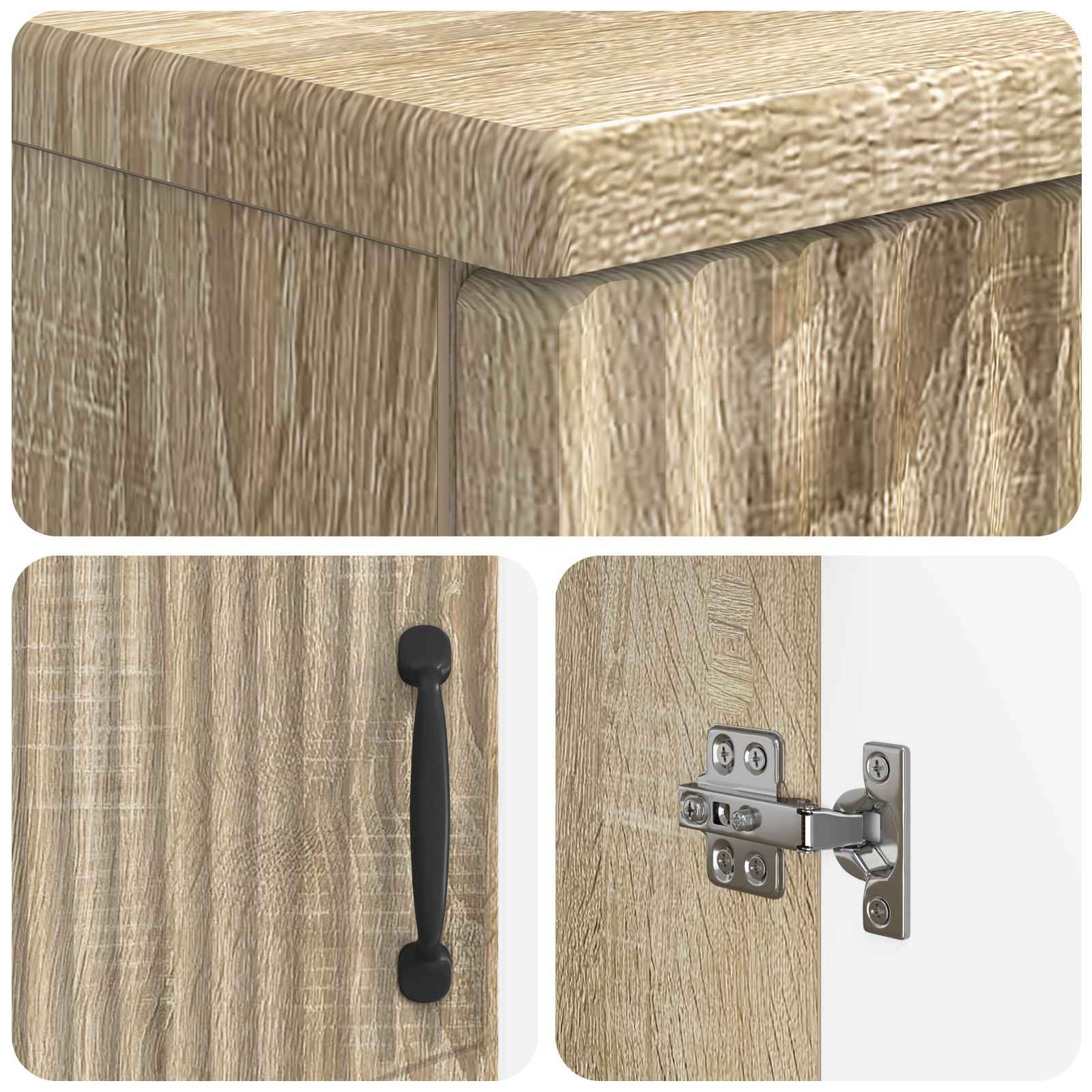 3-delige badkamerkast set HOORN Sonoma Eiken Bewerkt hout is nu te koop bij PeponiXL, paradijselijk wonen!