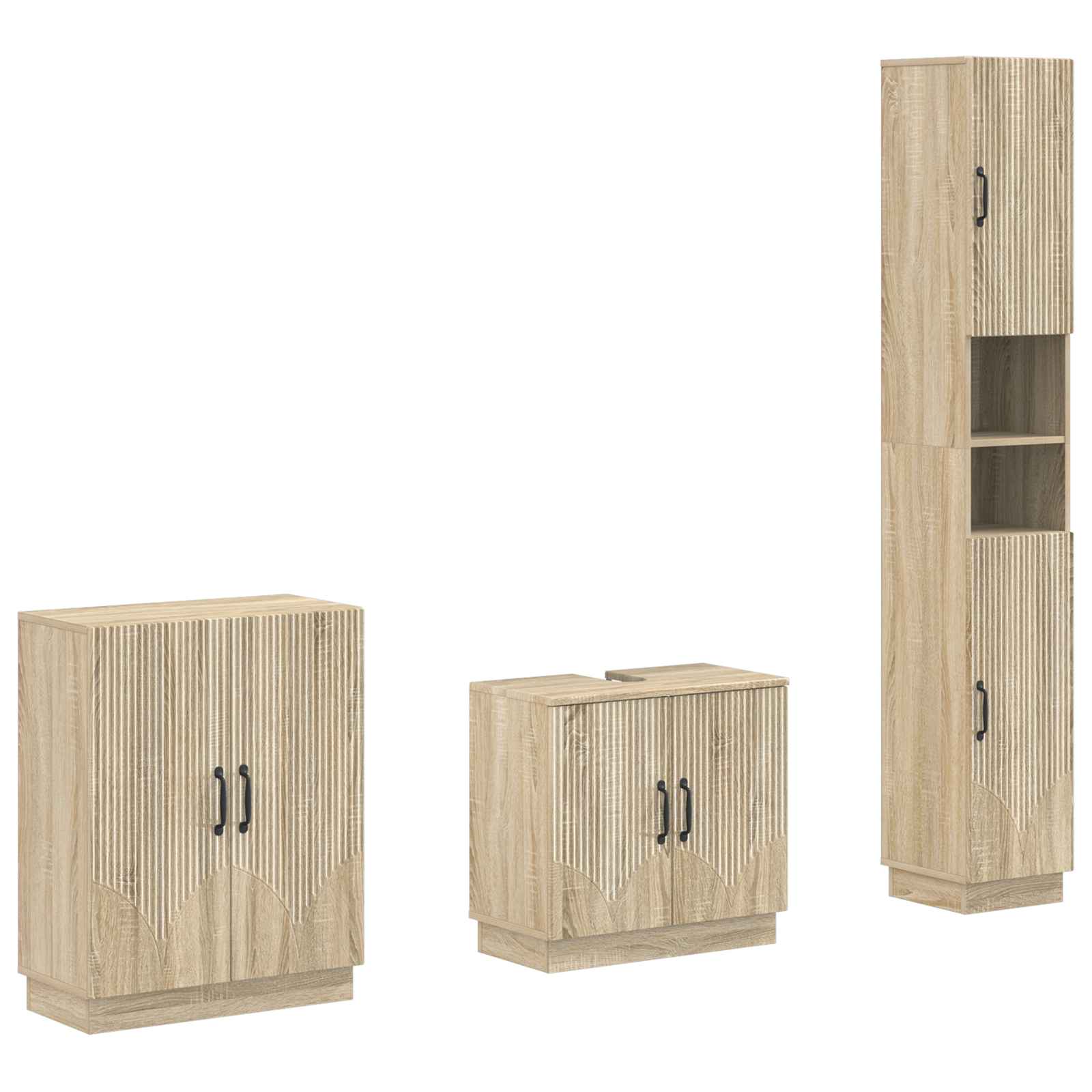 3-delige badkamerkast set HOORN Sonoma Eiken Bewerkt hout is nu te koop bij PeponiXL, paradijselijk wonen!