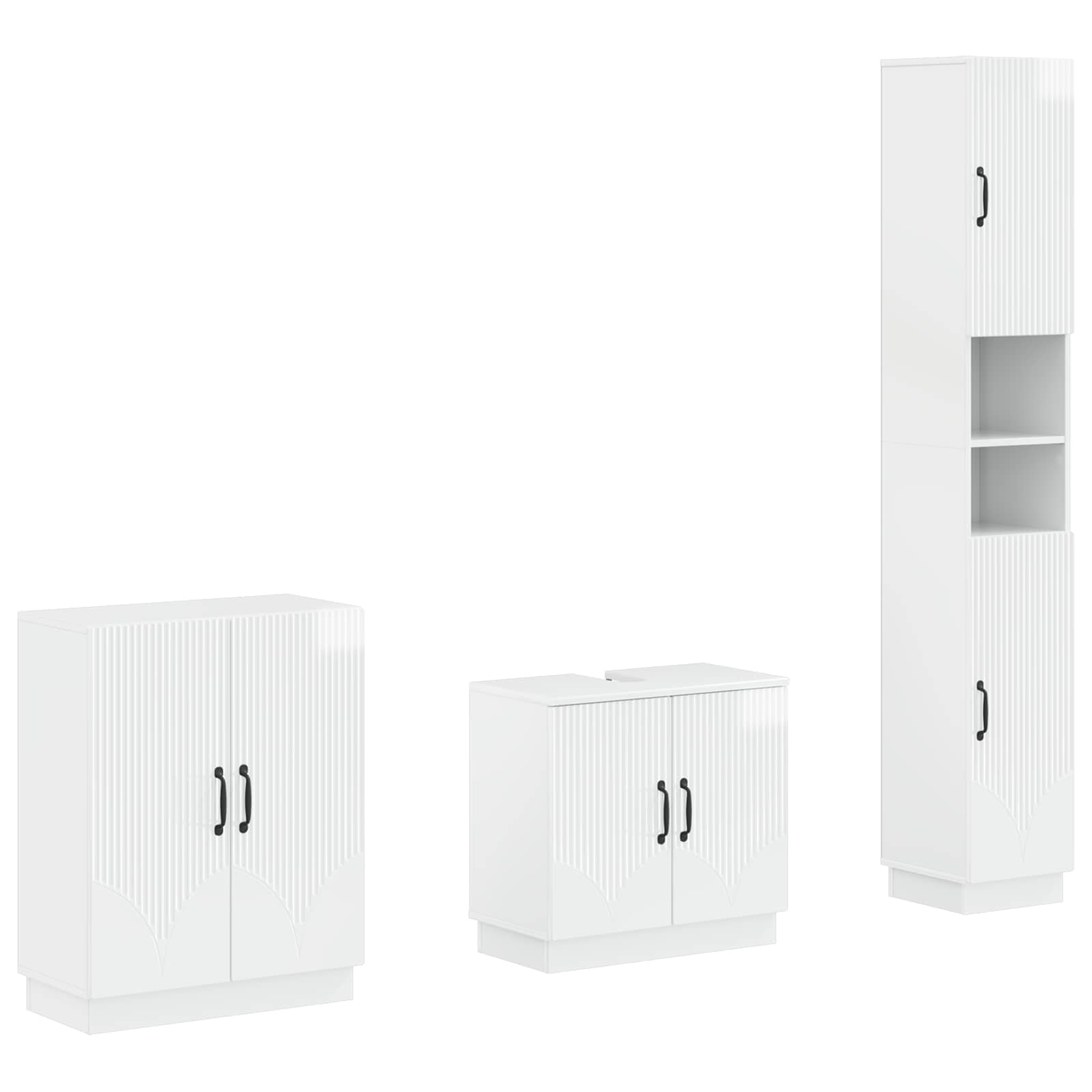 3-delige badkamerkast set HOORN Hoogglans Wit Bewerkt hout is nu te koop bij PeponiXL, paradijselijk wonen!