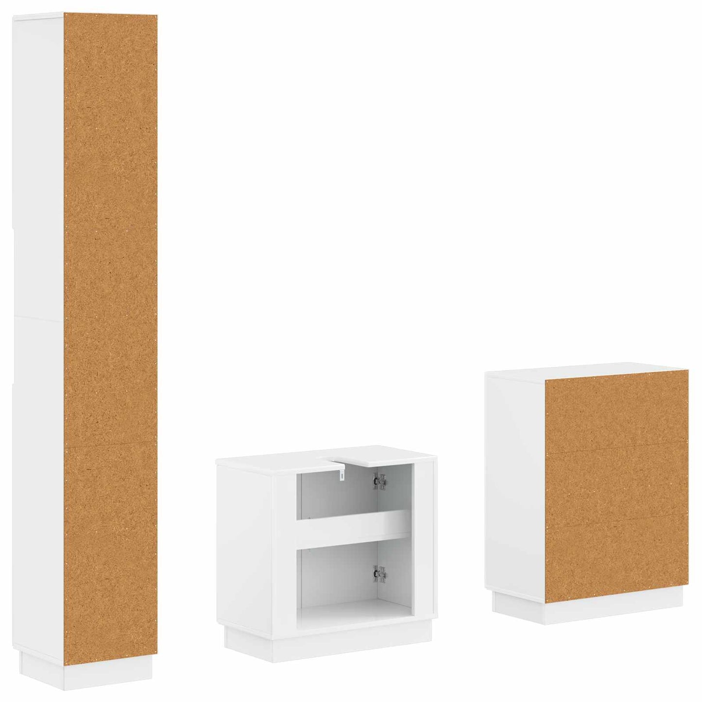 3-delige badkamerkast set HOORN Hoogglans Wit Bewerkt hout is nu te koop bij PeponiXL, paradijselijk wonen!