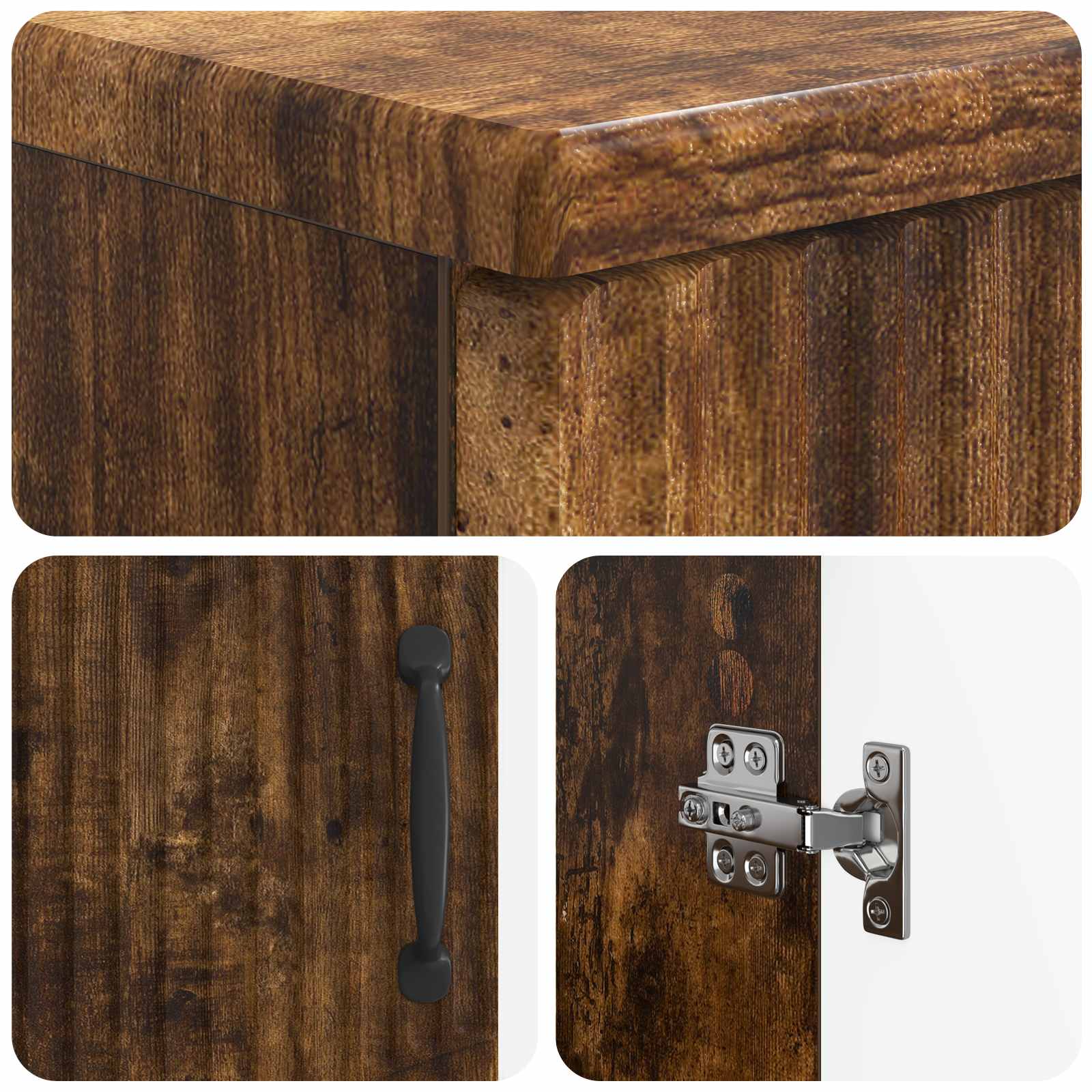 3-delige badkamerkast set HOORN Gerookt eiken Bewerkt hout is nu te koop bij PeponiXL, paradijselijk wonen!