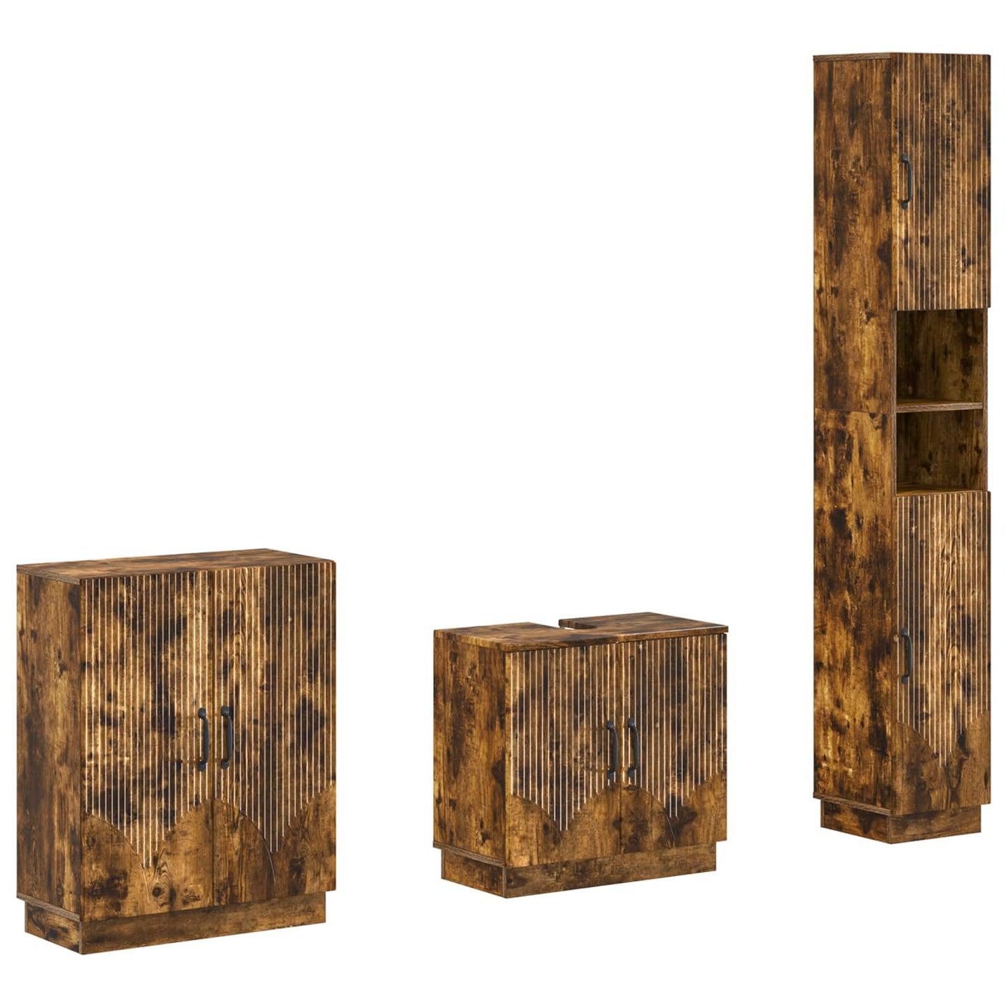 3-delige badkamerkast set HOORN Gerookt eiken Bewerkt hout is nu te koop bij PeponiXL, paradijselijk wonen!