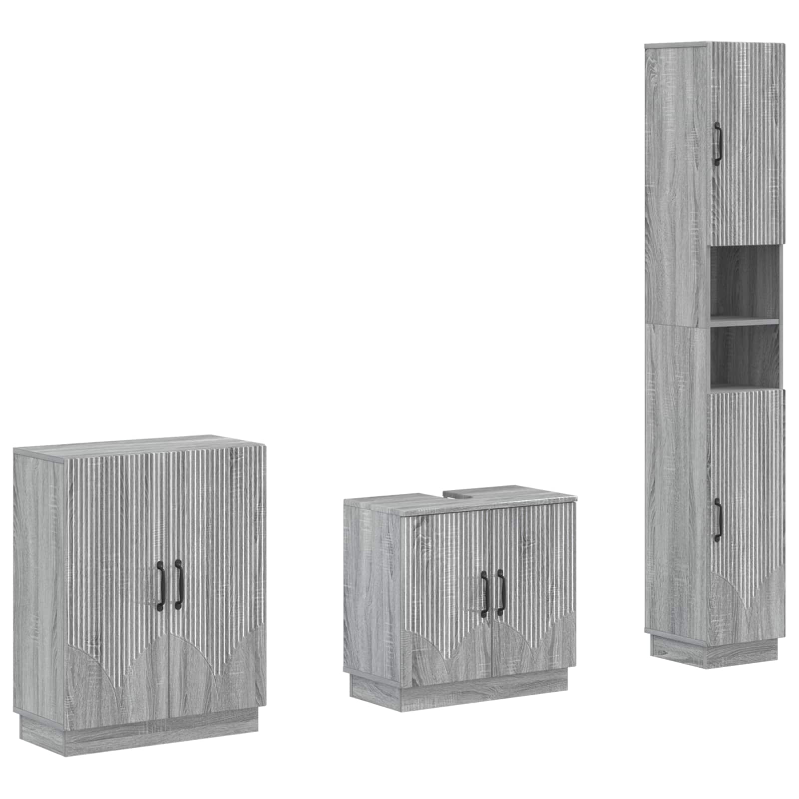 3-delige badkamerkast set HOORN Grijs Sonoma Bewerkt hout is nu te koop bij PeponiXL, paradijselijk wonen!