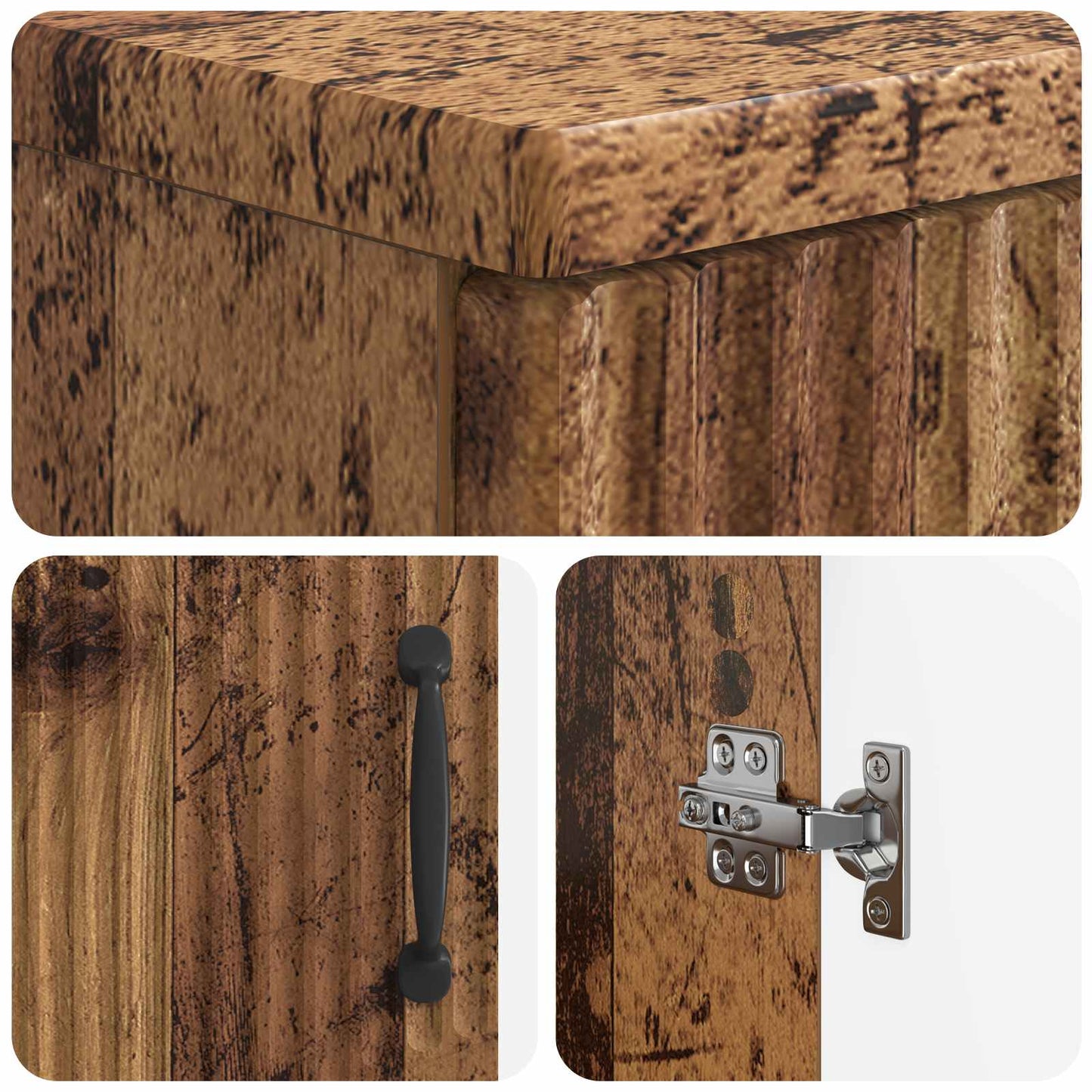 3-delige badkamerkast set HOORN Oud hout Bewerkt hout is nu te koop bij PeponiXL, paradijselijk wonen!