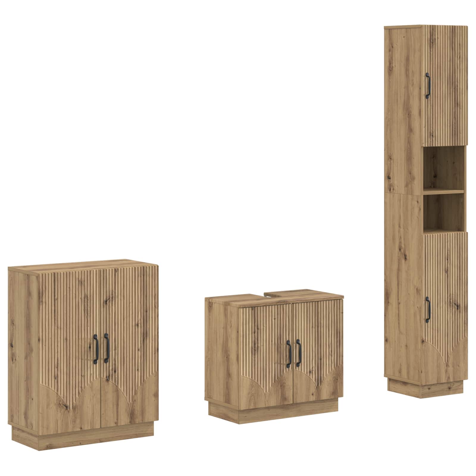 3-delige badkamerkast set HOORN Artisanaal eiken Bewerkt hout is nu te koop bij PeponiXL, paradijselijk wonen!