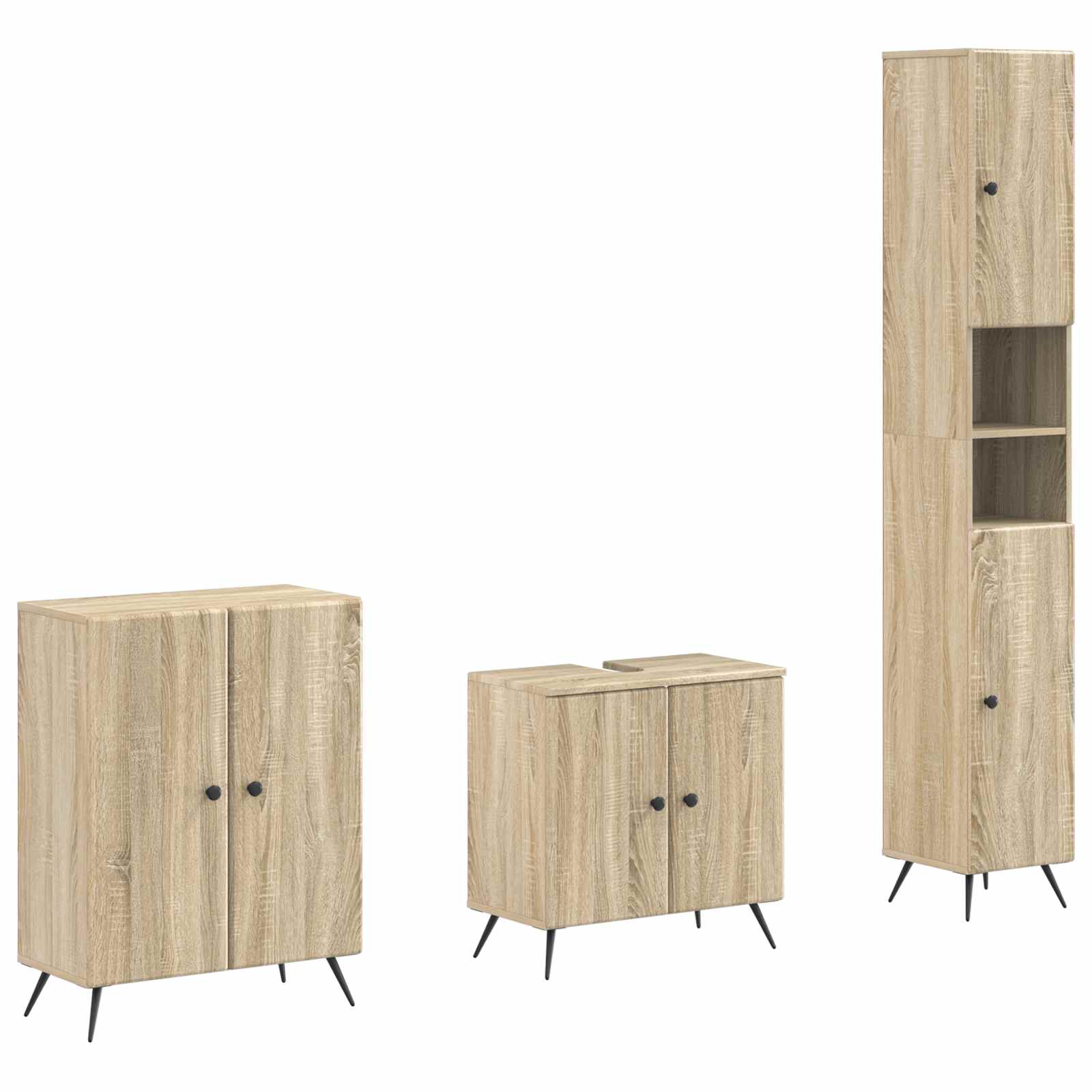 3-delige badkamerkast set BREDA Sonoma Eiken Bewerkt hout is nu te koop bij PeponiXL, paradijselijk wonen!