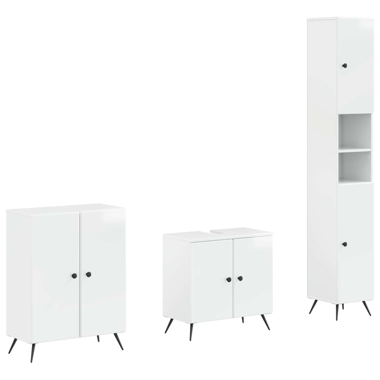 3-delige badkamerkast set BREDA Hoogglans Wit Bewerkt hout is nu te koop bij PeponiXL, paradijselijk wonen!