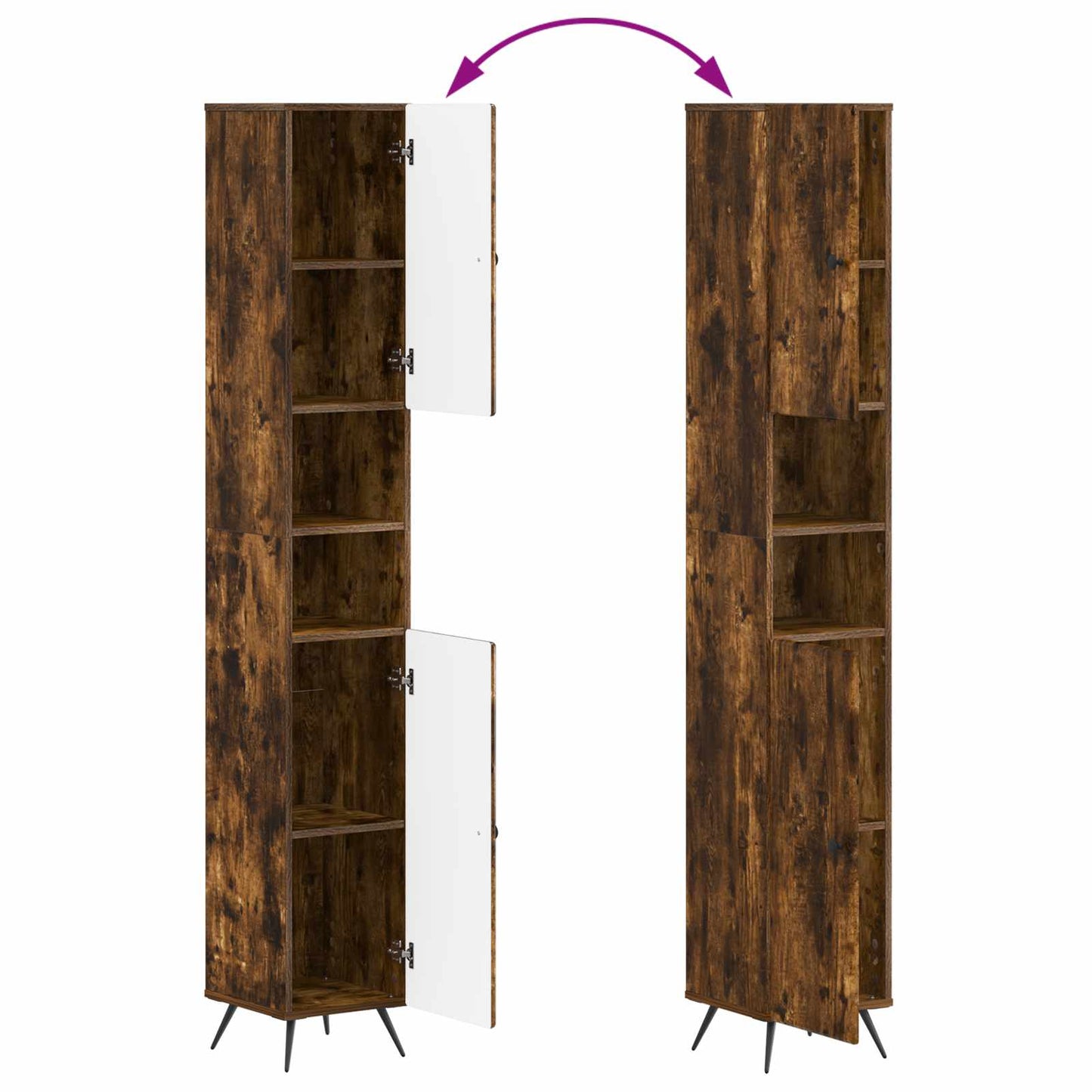 3-delige badkamerkast set BREDA Gerookt eiken Bewerkt hout is nu te koop bij PeponiXL, paradijselijk wonen!