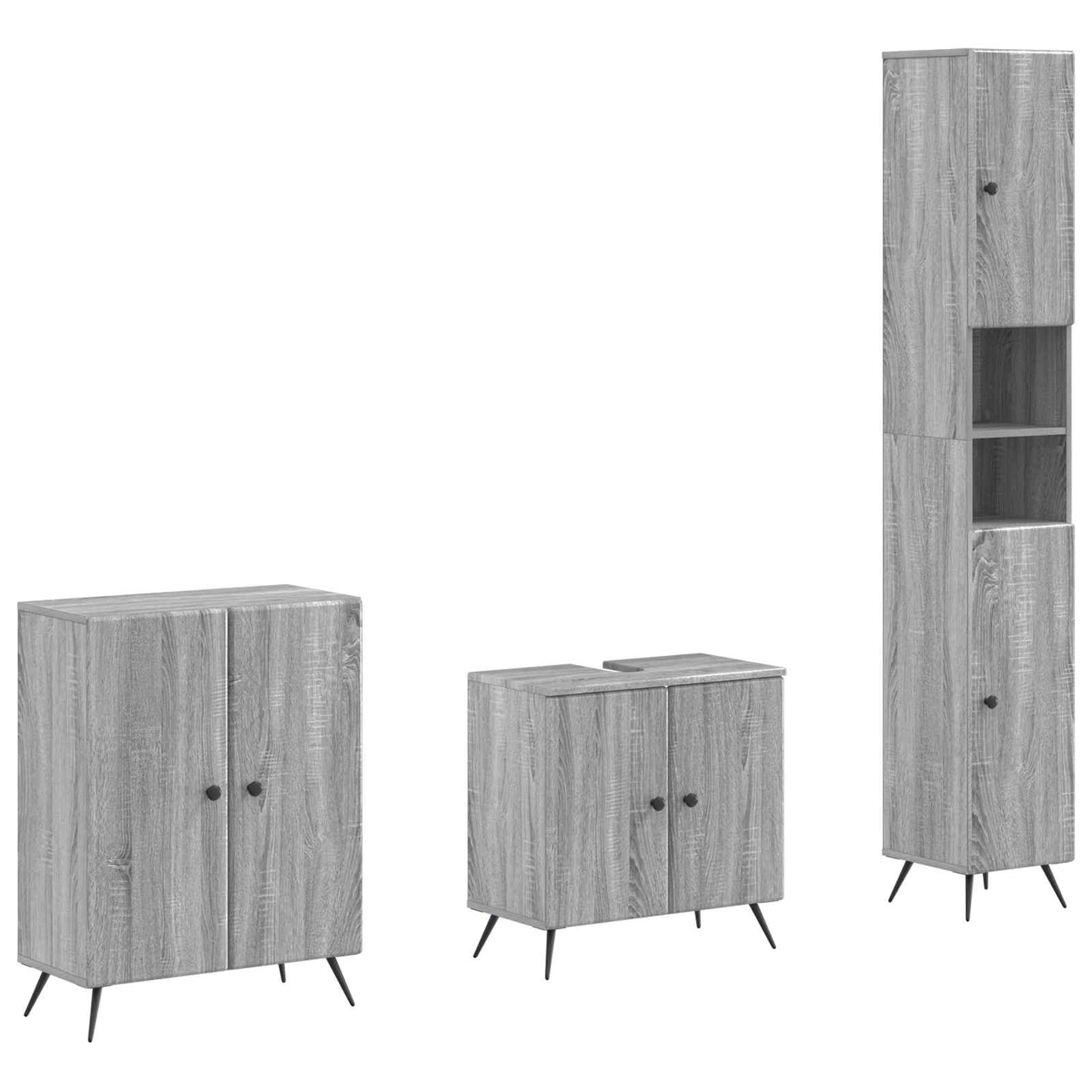 3-delige badkamerkast set BREDA Grijs Sonoma Bewerkt hout is nu te koop bij PeponiXL, paradijselijk wonen!