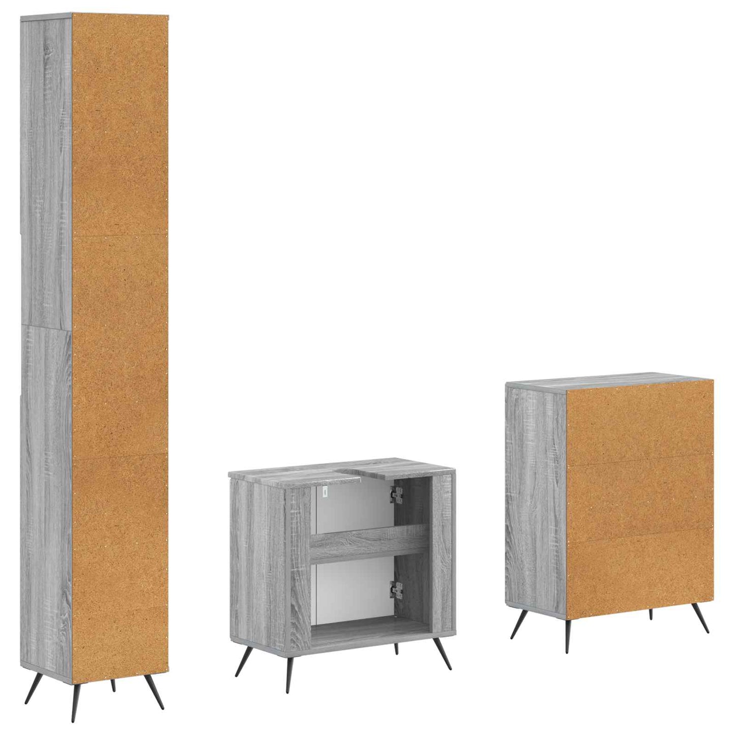3-delige badkamerkast set BREDA Grijs Sonoma Bewerkt hout is nu te koop bij PeponiXL, paradijselijk wonen!