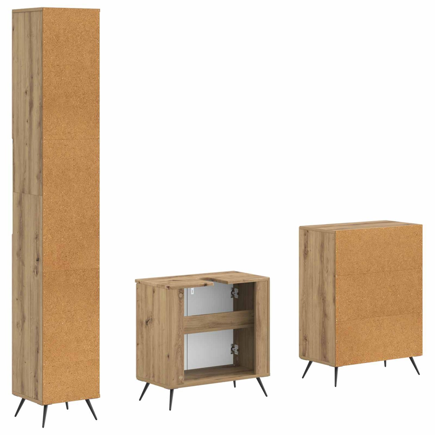 3-delige badkamerkast set BREDA Artisanaal eiken Bewerkt hout is nu te koop bij PeponiXL, paradijselijk wonen!