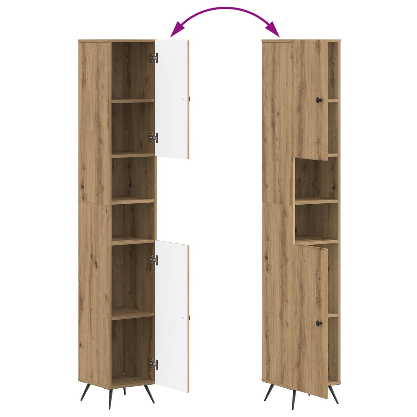 3-delige badkamerkast set BREDA Artisanaal eiken Bewerkt hout is nu te koop bij PeponiXL, paradijselijk wonen!