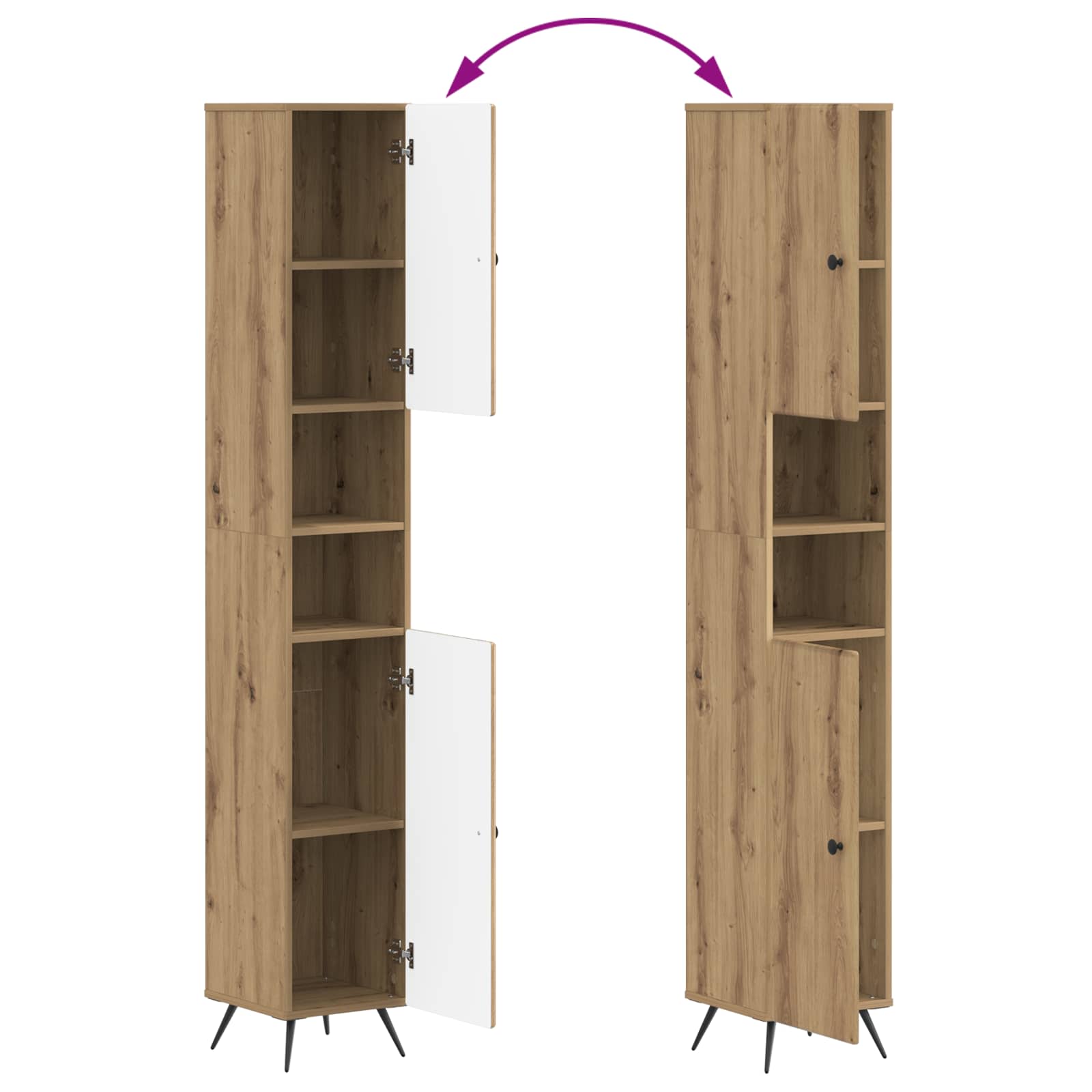 3-delige badkamerkast set BREDA Artisanaal eiken Bewerkt hout is nu te koop bij PeponiXL, paradijselijk wonen!